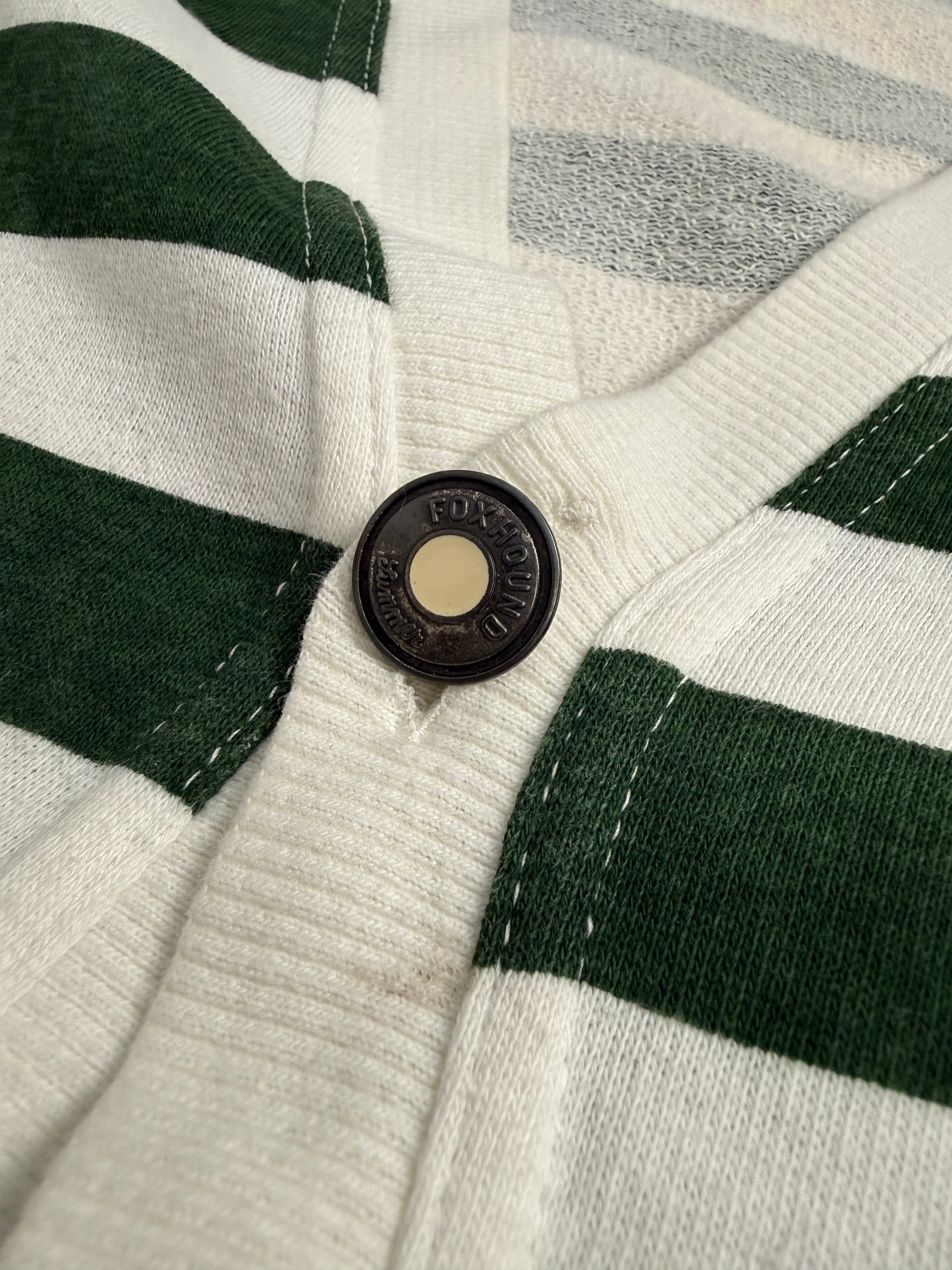 Cardigan Foxhound Cotone a Righe Anni '90 - Taglia XL