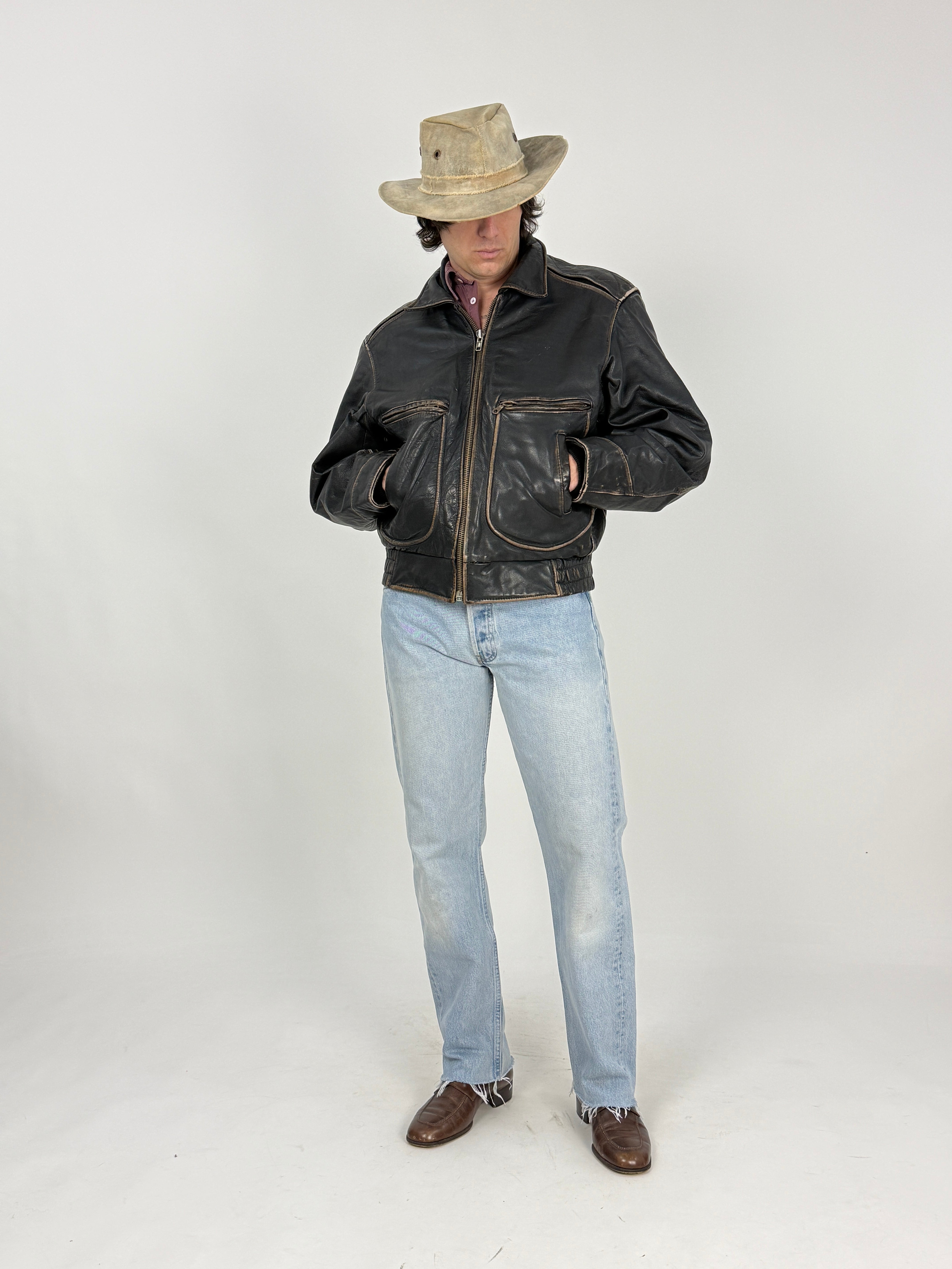 Bomb Boogie Leather Jacket Anni '80/'90 - Taglia M