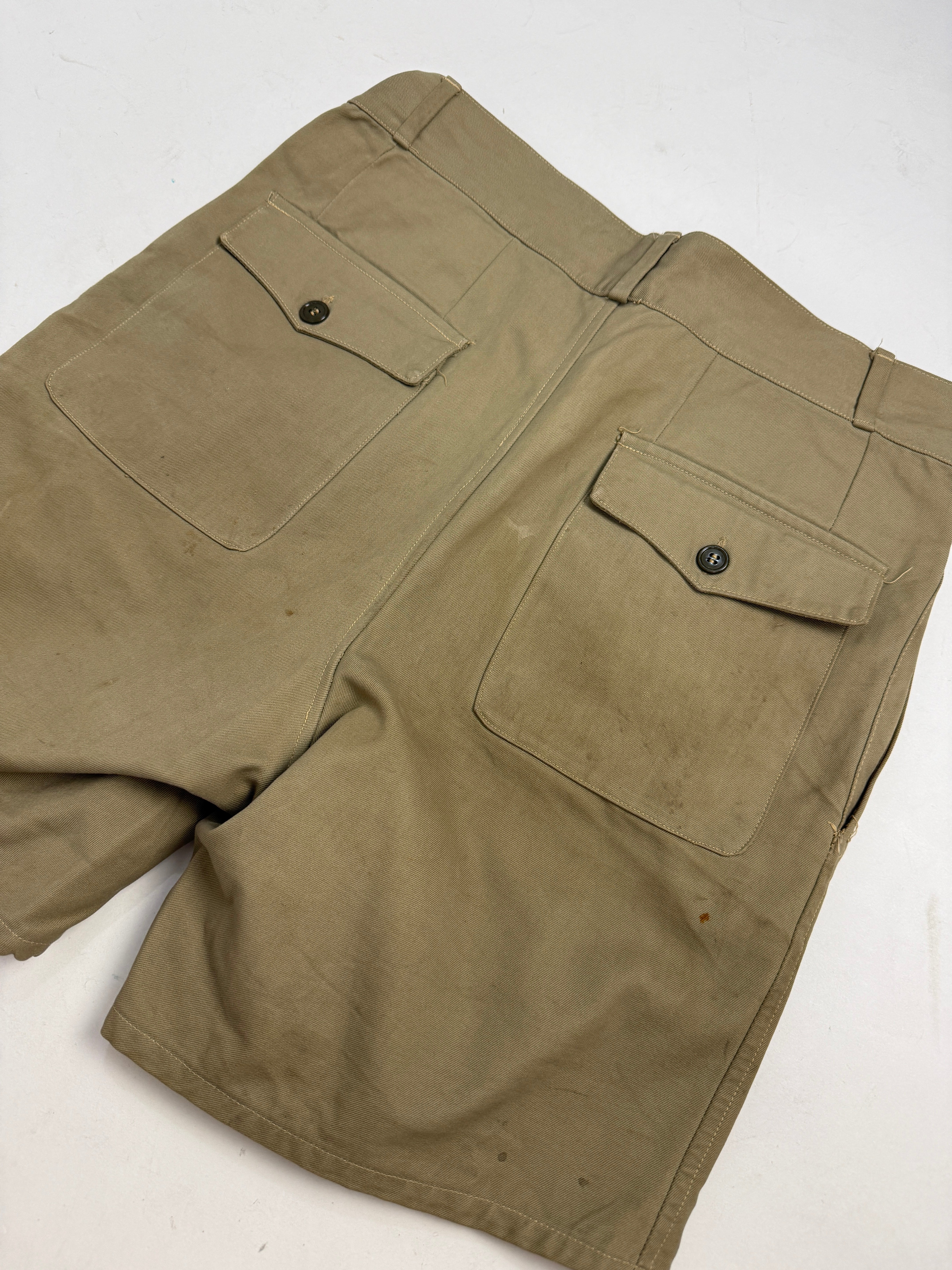 Bermuda Military Cotone Twill Khaki Pince Anni '60 - Taglia 40/S