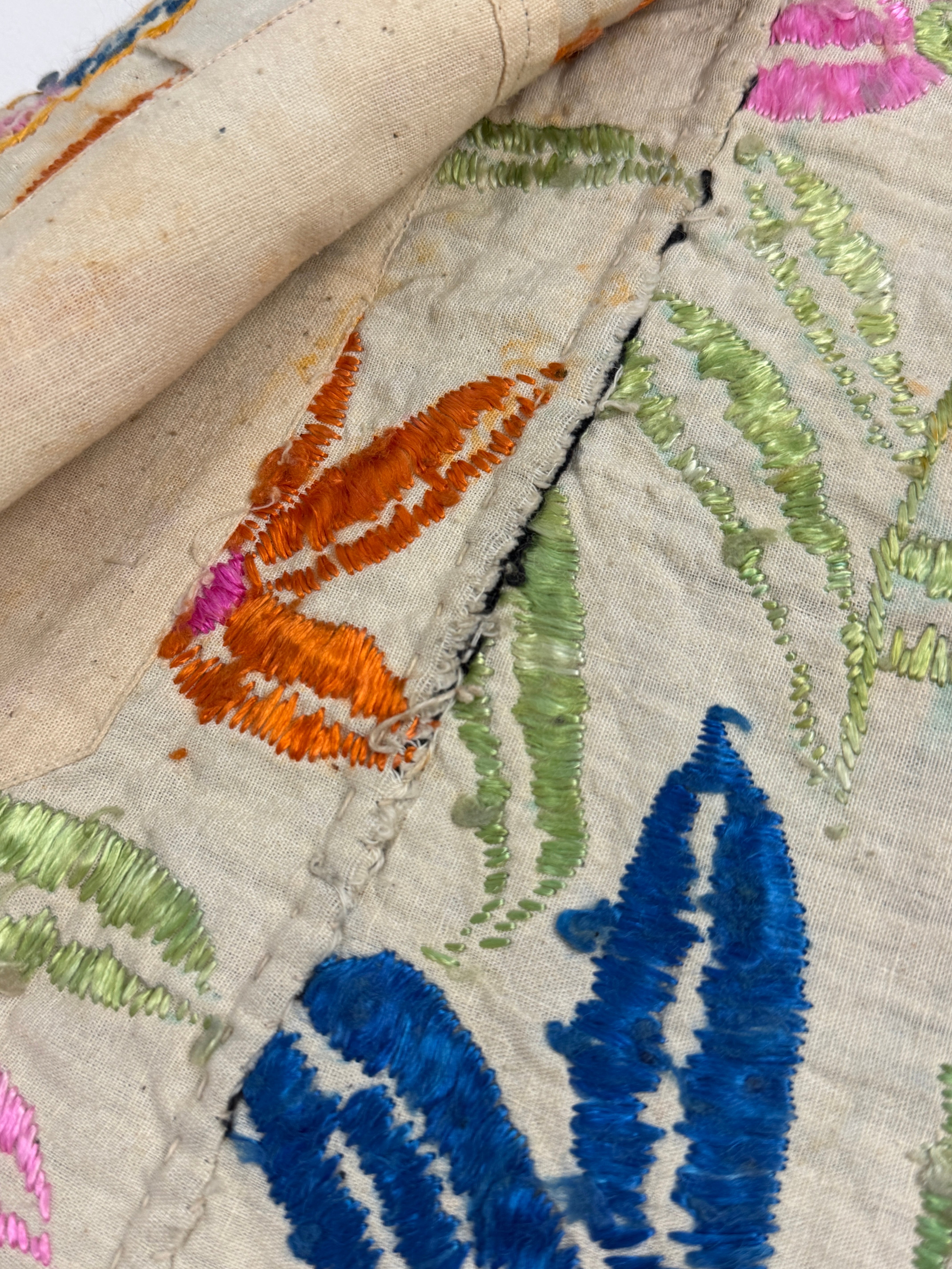 Gilet Artigianale Reversibile Ricamo a Mano Botanico Anni '60/'70 - Taglia M/L