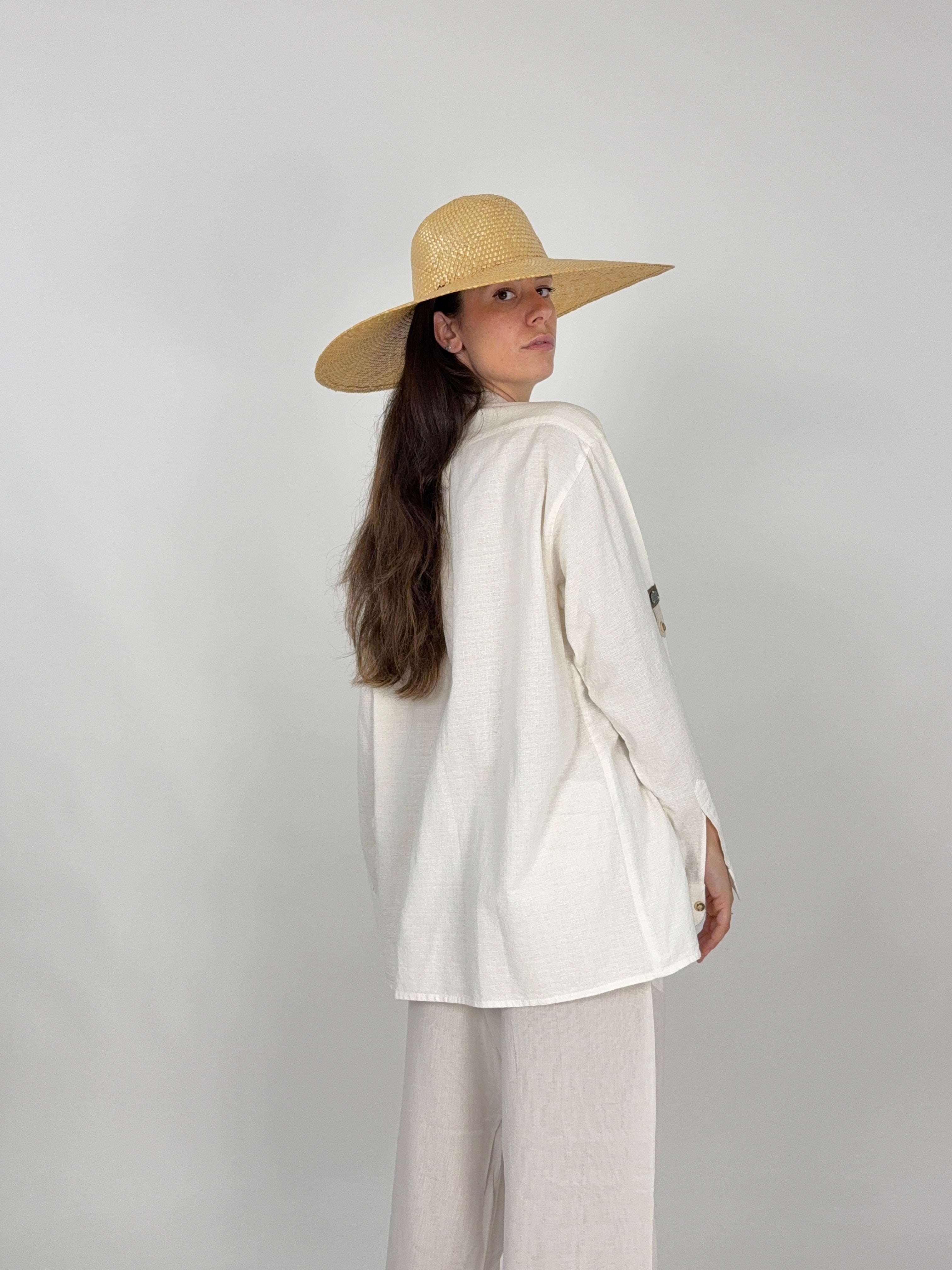 Camicia Vintage Trachten Cotone Bianco - Taglia L