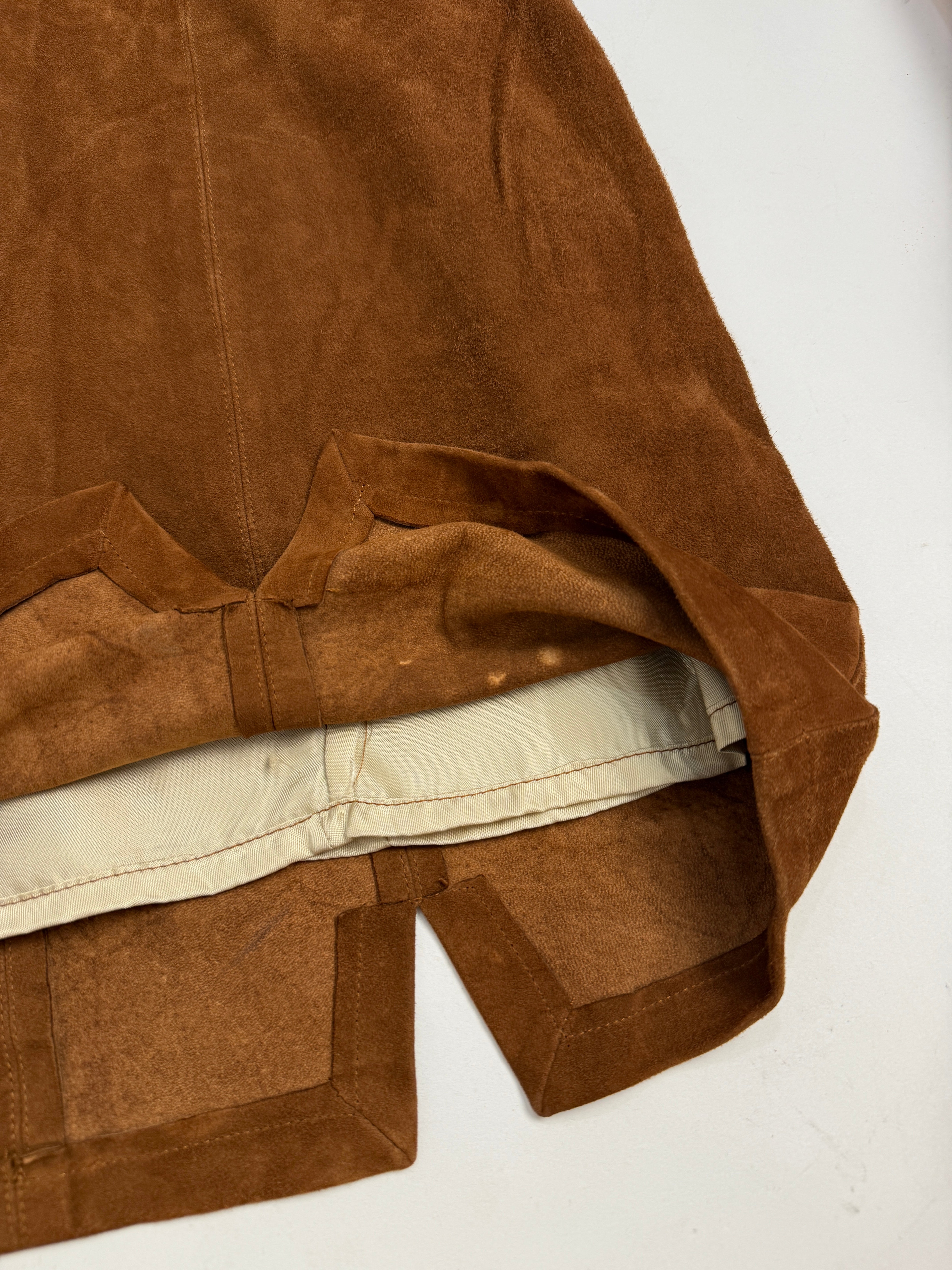 Abito Tubino in Camoscio Marrone Anni '70 - Taglia M/L