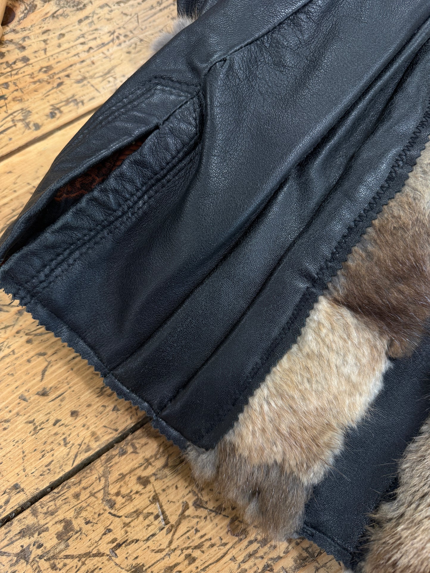 Real leather and fur jacket