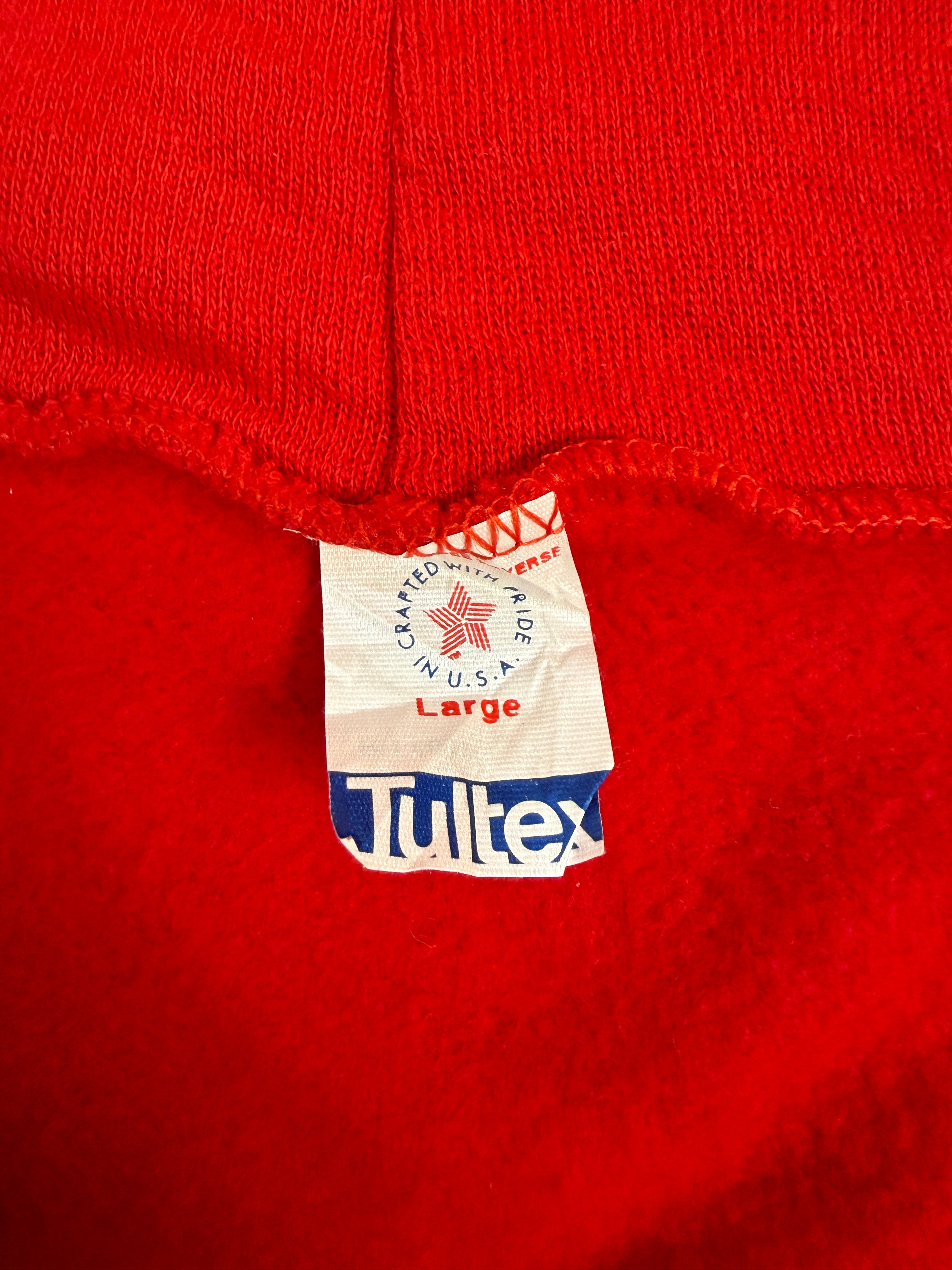 Felpa Tultex anni '70 rossa con zip metallo - Made in USA