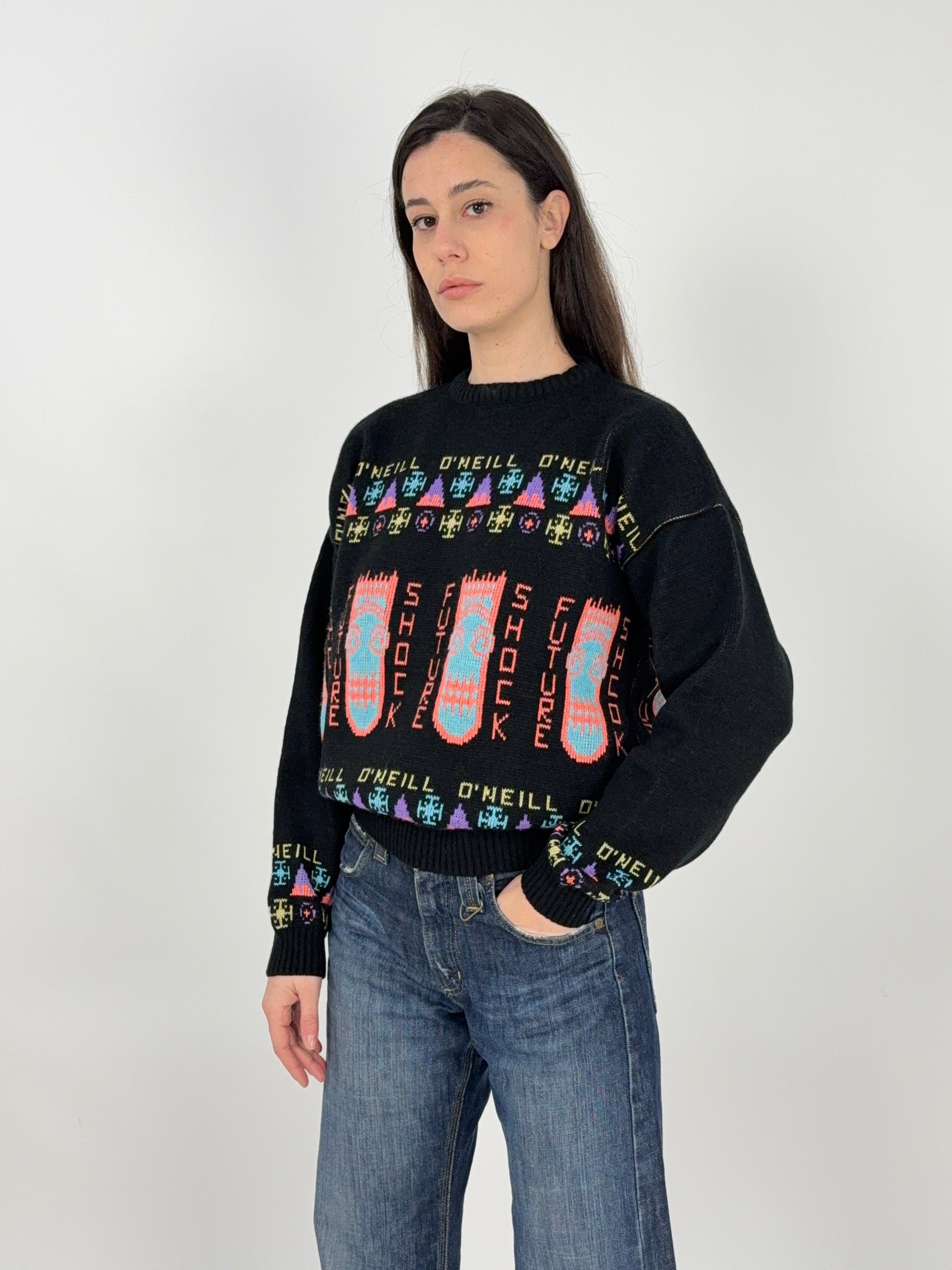 Maglione O'Neill anni '80/'90 – Grafica Neon Surf