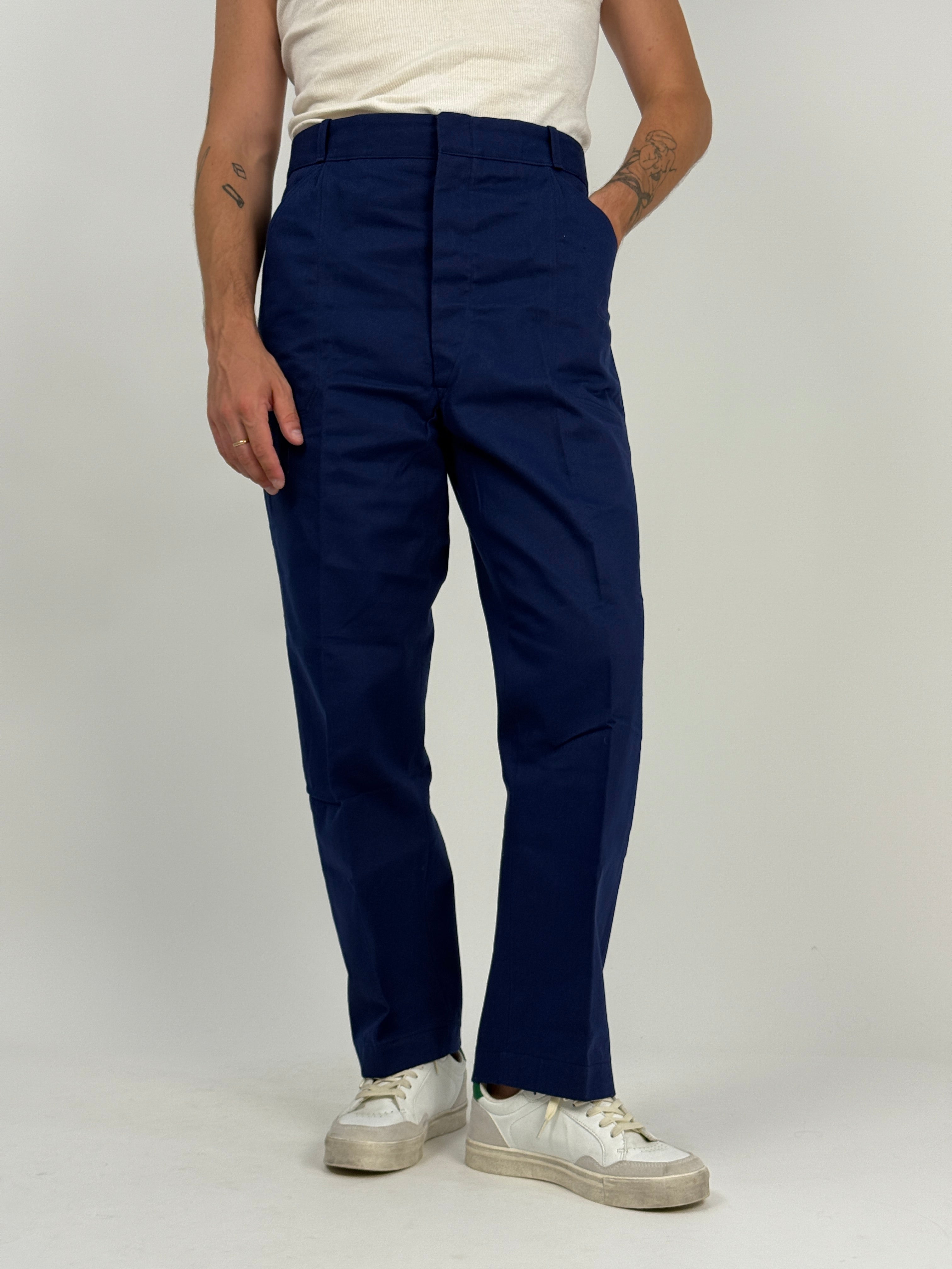 Pantaloni workwear anni ’70 blu navy in twill selvedge cimosa