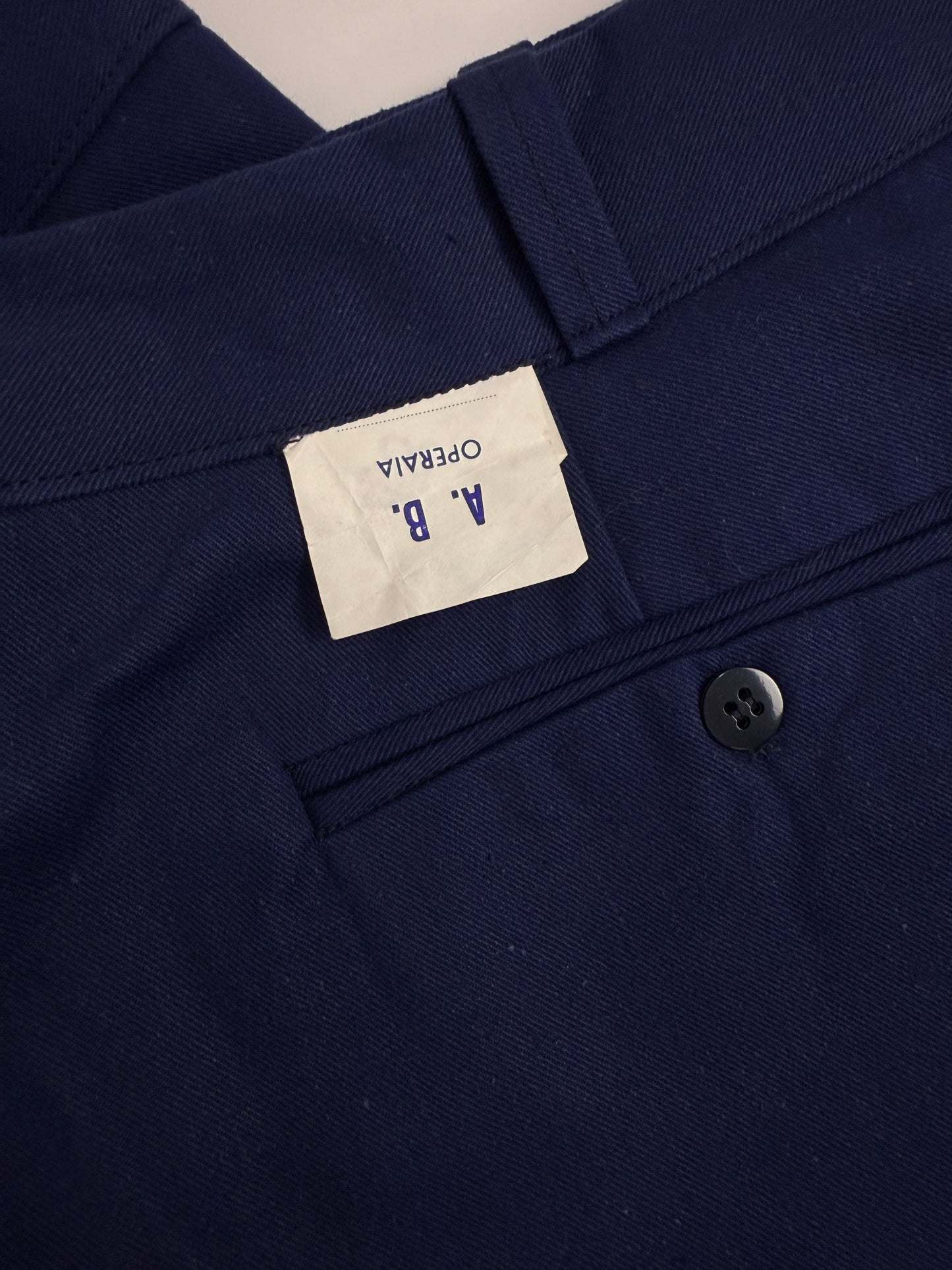 Pantaloni workwear anni ’70 blu navy in twill selvedge cimosa