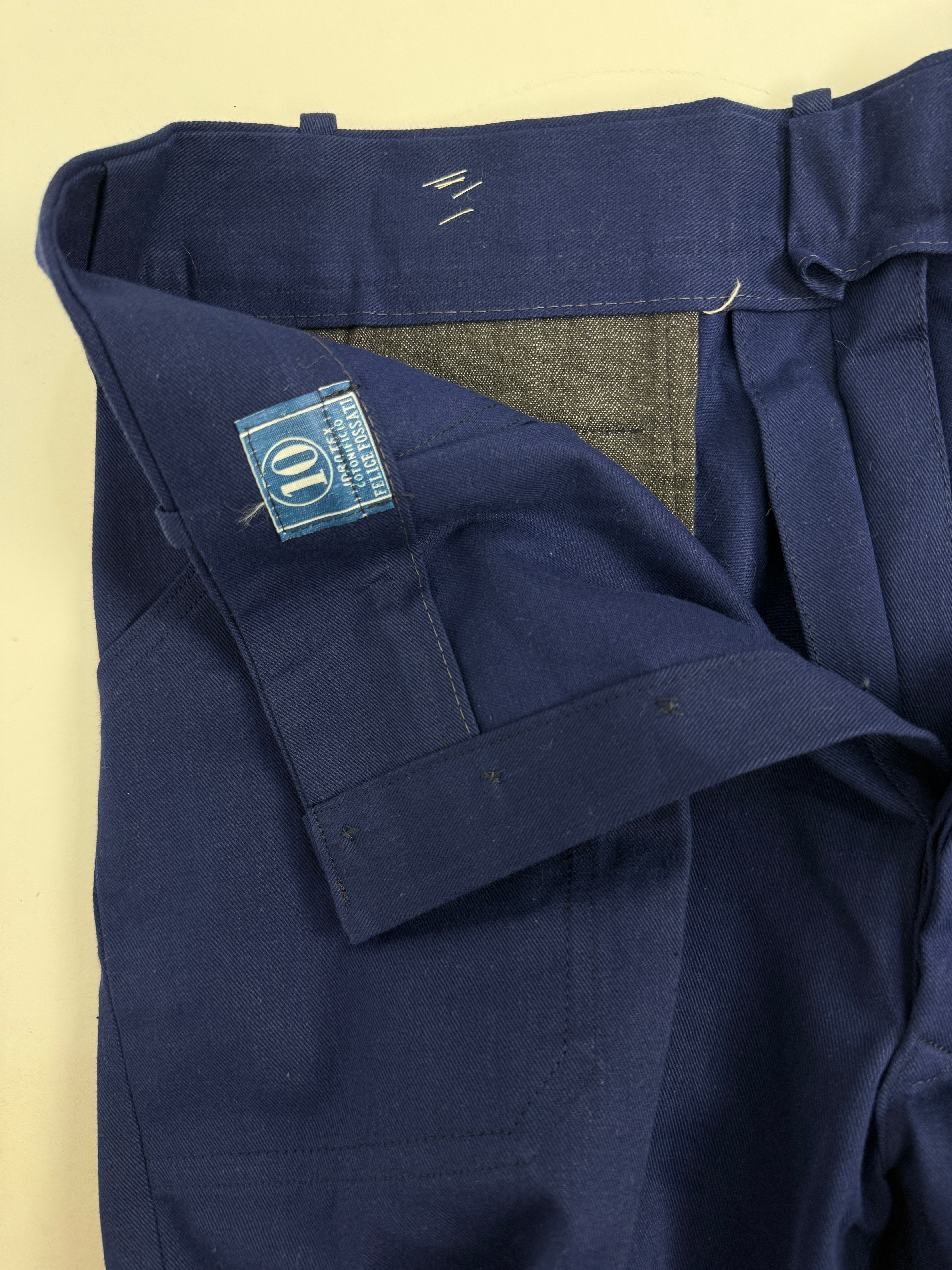 Pantaloni workwear anni ’70 blu navy in twill selvedge cimosa
