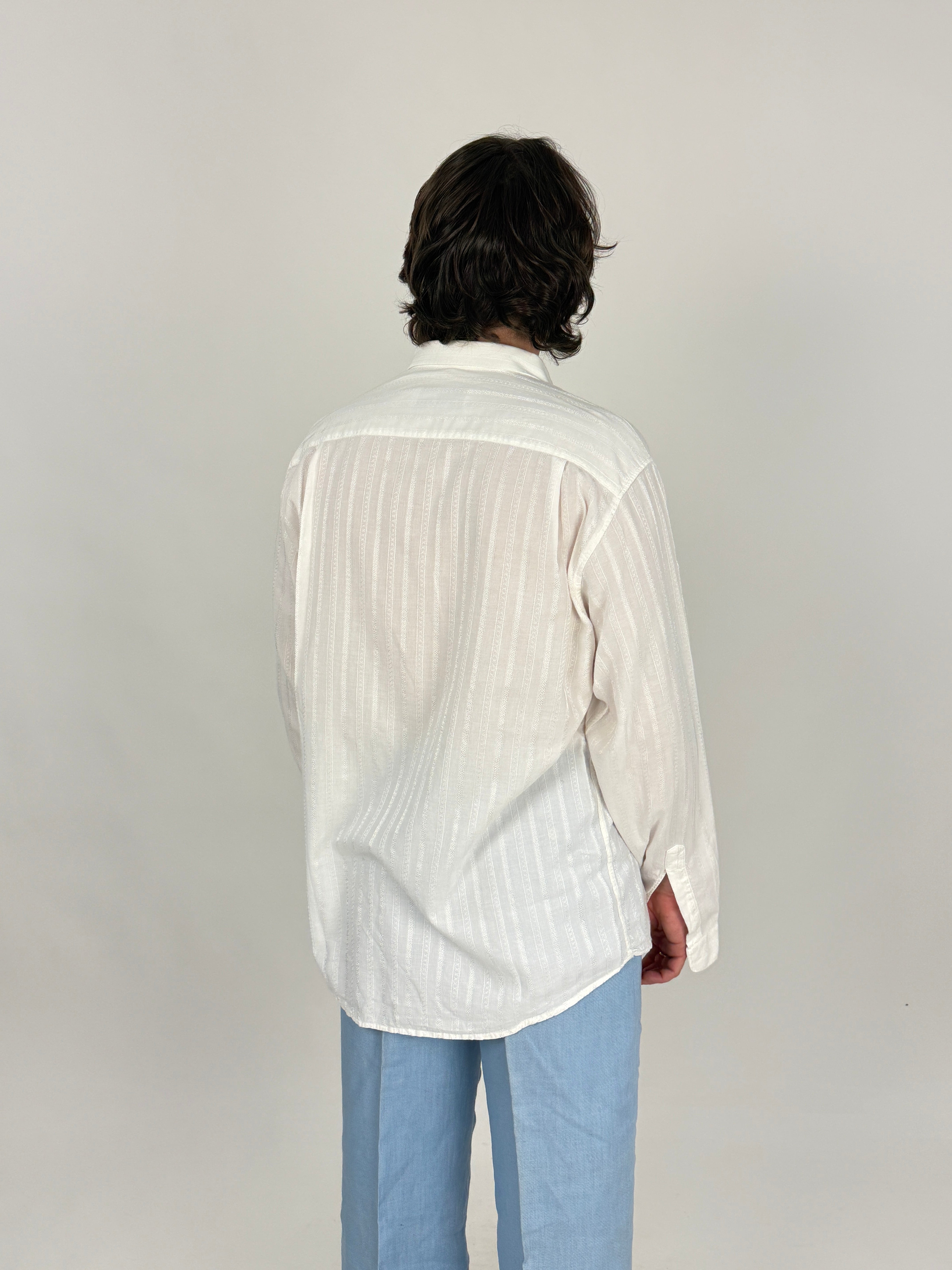 Camicia Gian Paolo Rivieri Anni '70 Bianco Jacquard