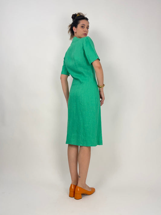 60s linen double-breasted dress