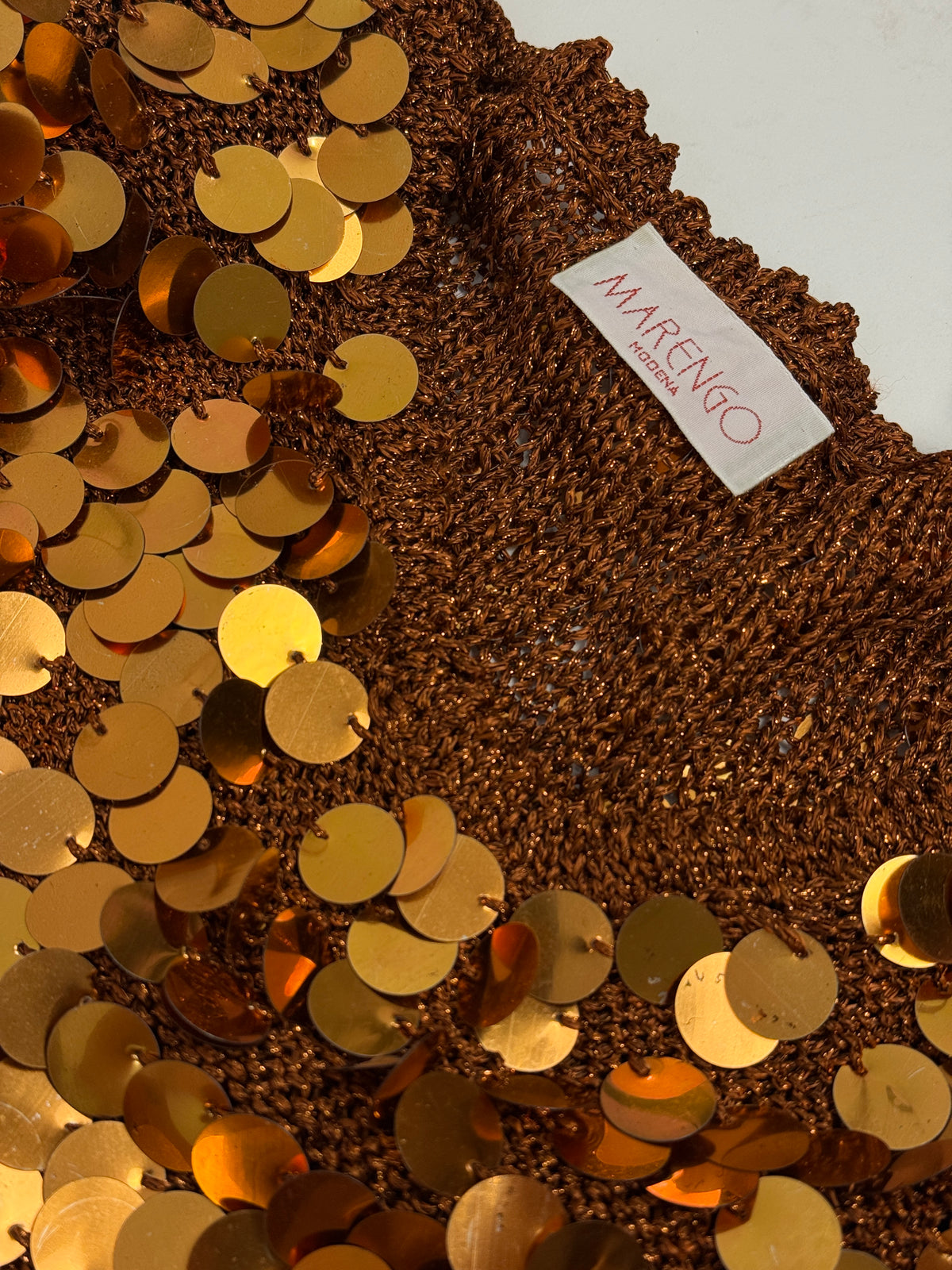 Maglia con Paillettes Anni '80 in Viscosa color Bronzo - Taglia M/L