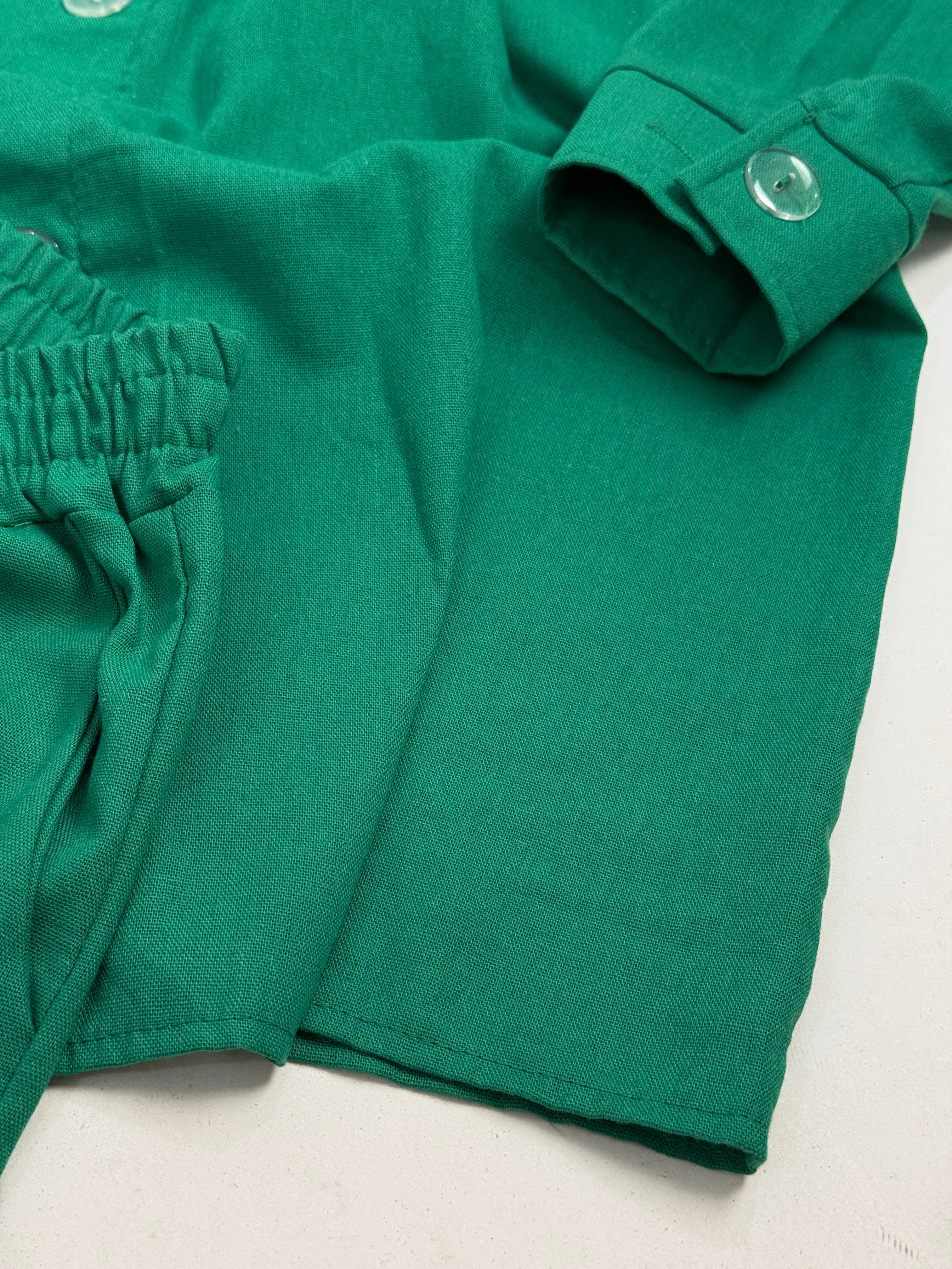 Completo Camicia Over e Bermuda Misto Cotone Verde Anni '90
