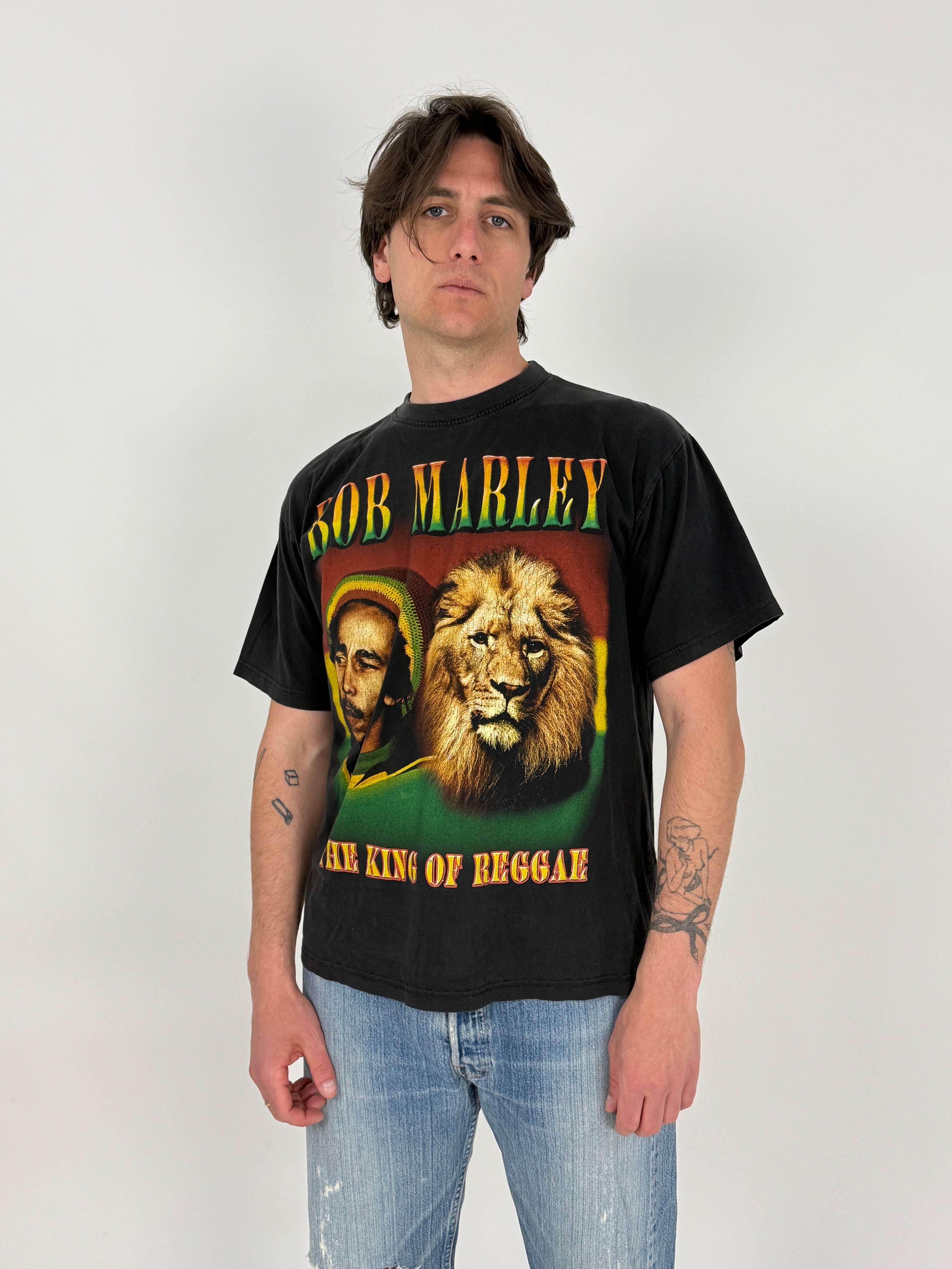 t-shirt bob marley vintage con stampa