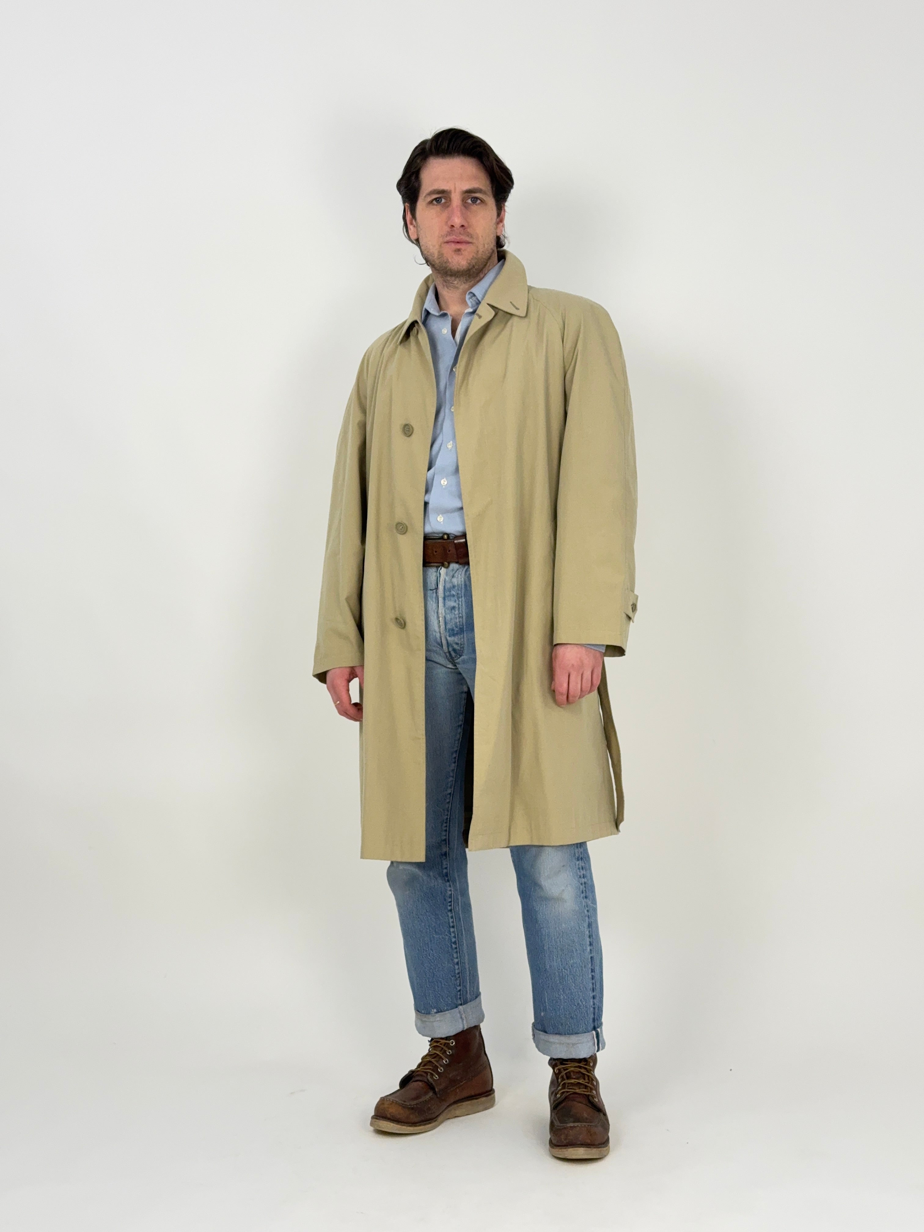 Trench foderato a quadri con cintura