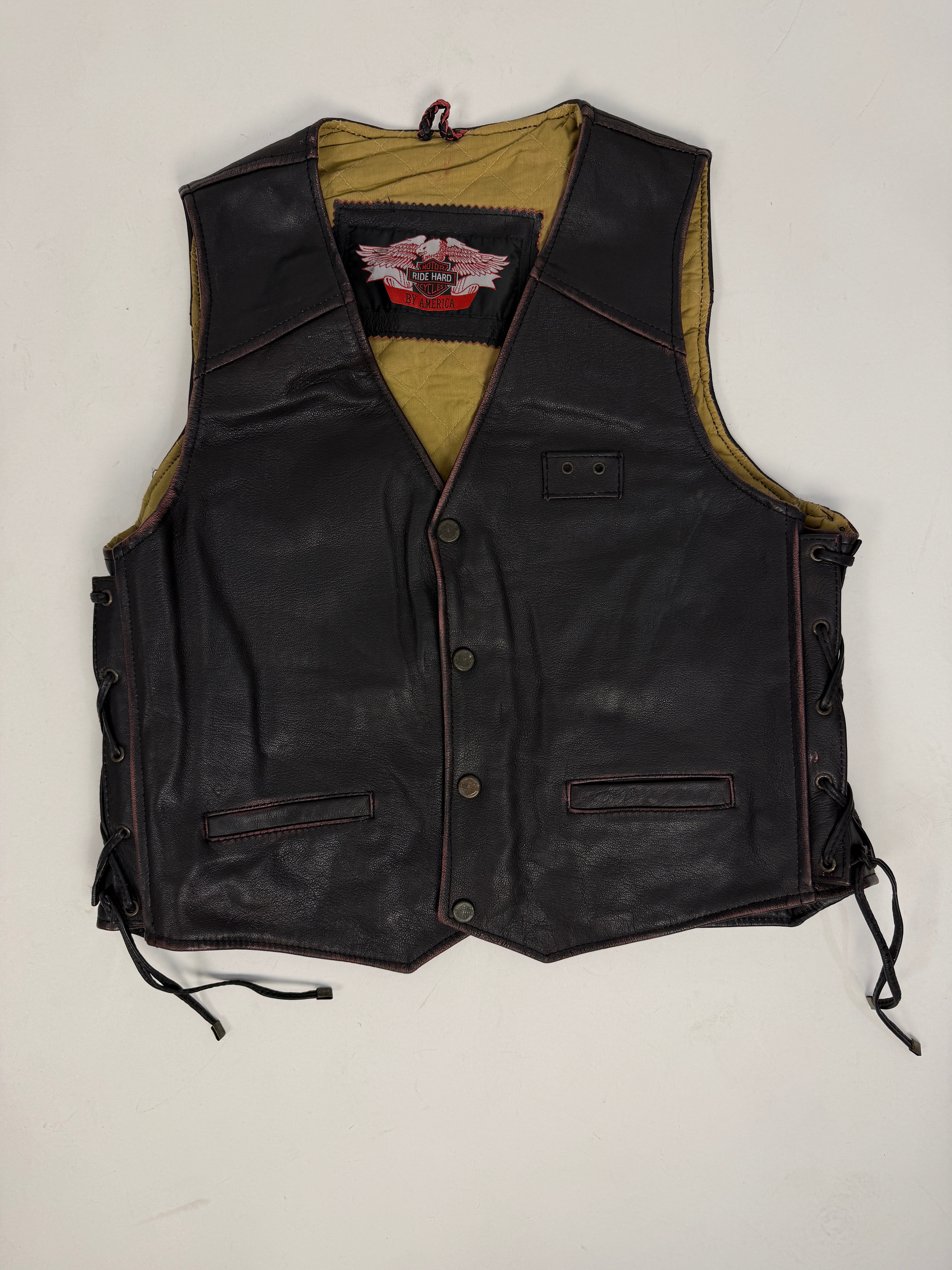Gilet Biker Vintage in Vera Pelle - Taglia L