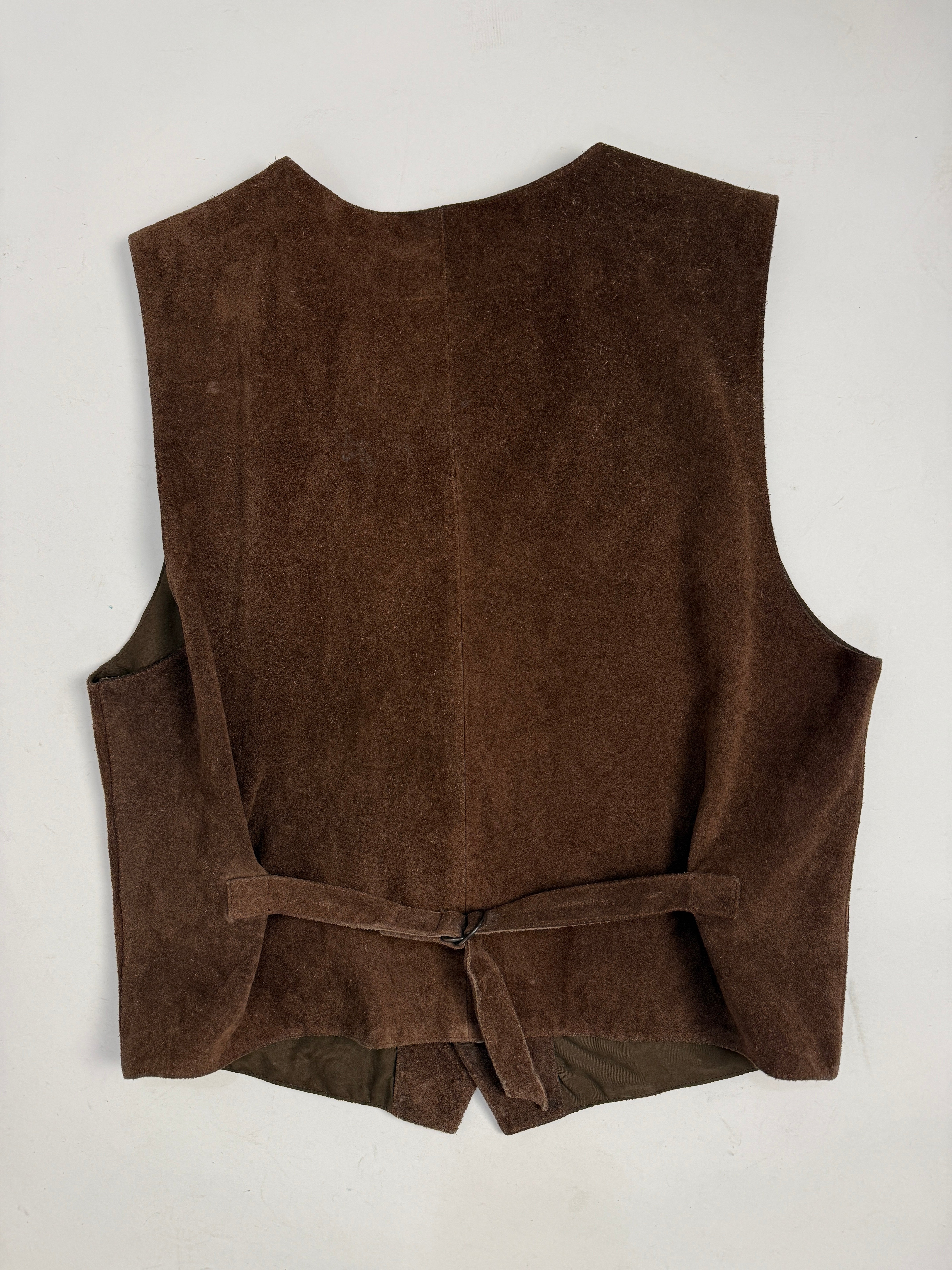 Gilet Rifle vintage in camoscio marrone