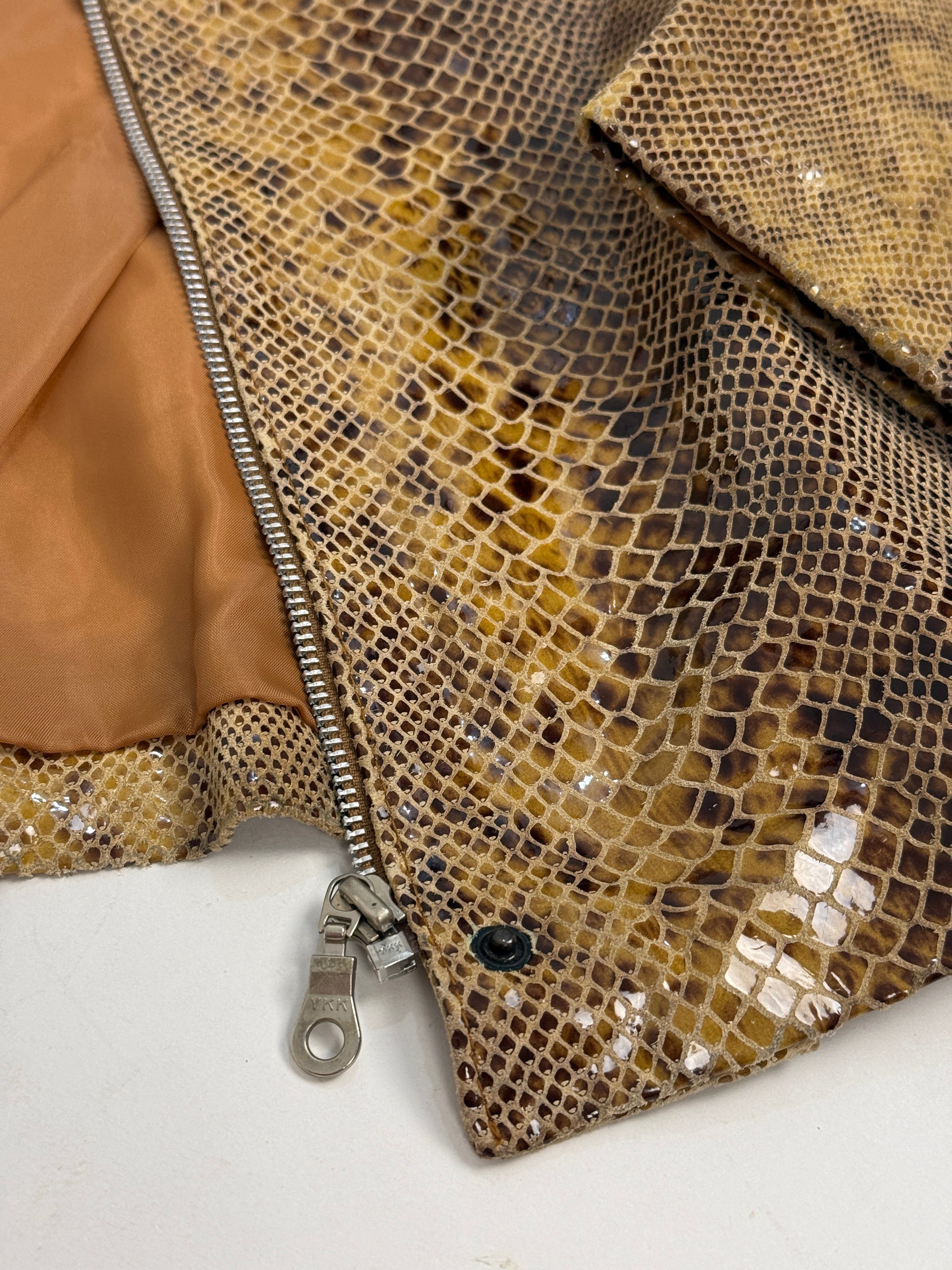 Giacca Vintage in Vera Pelle Stampa Rettile Pitonata – Taglia L