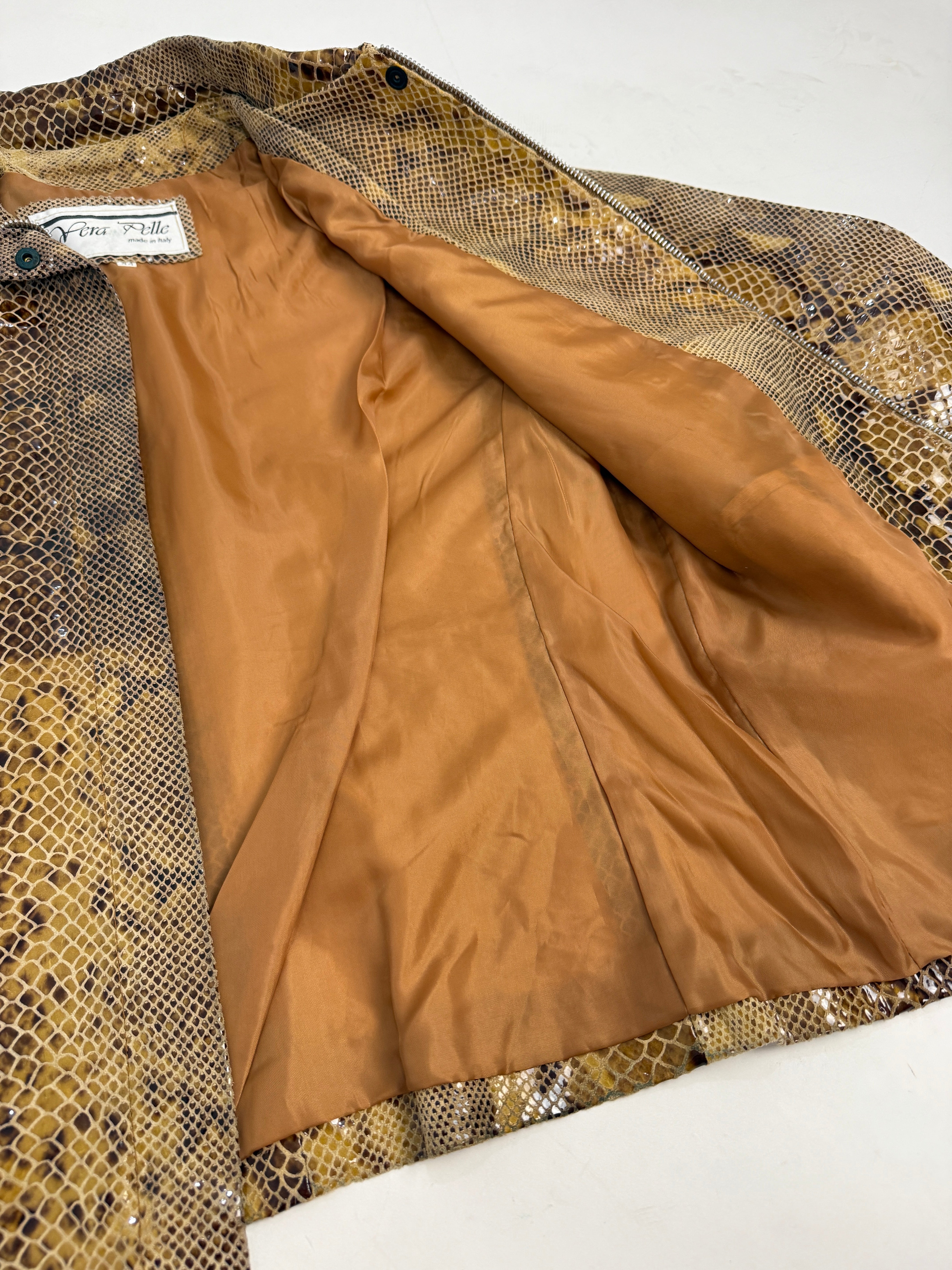 Giacca Vintage in Vera Pelle Stampa Rettile Pitonata – Taglia L
