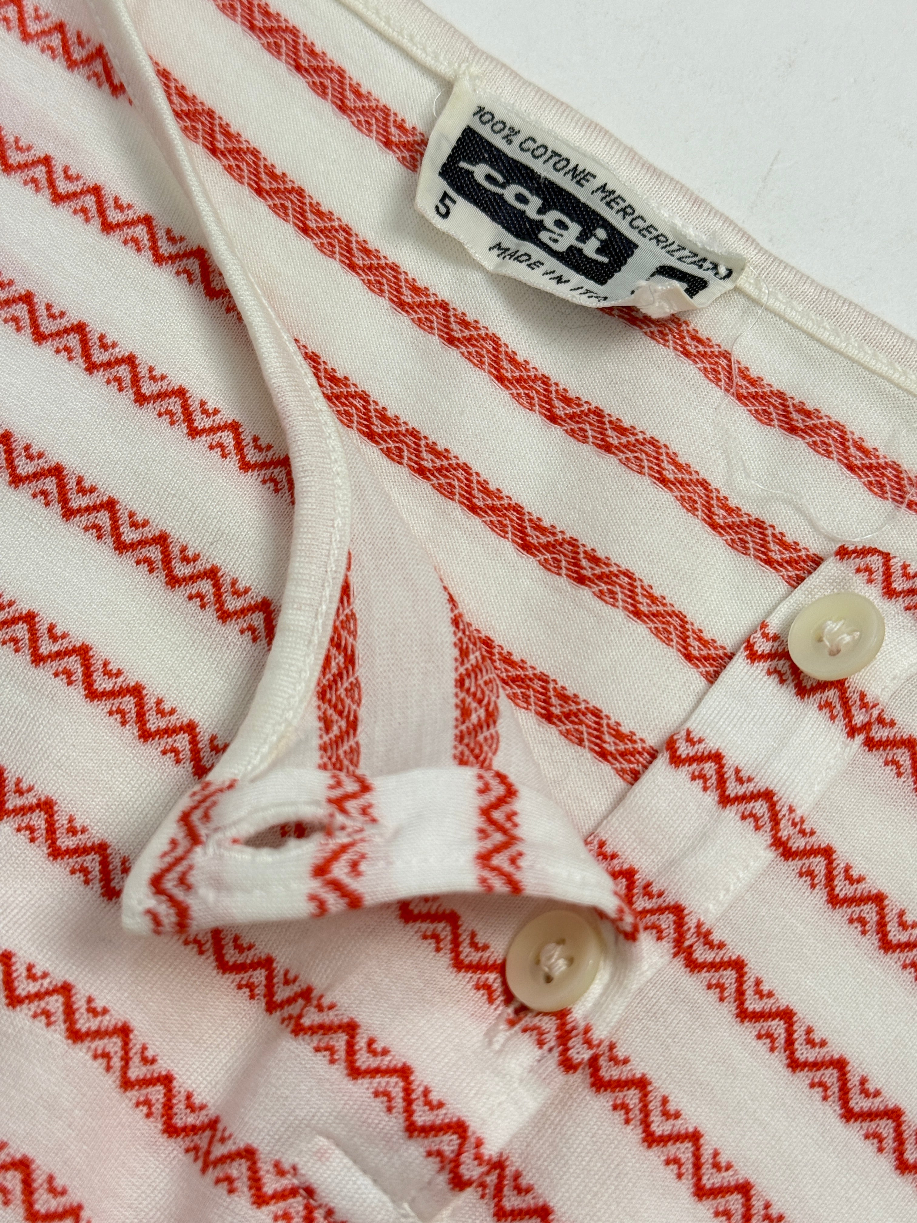 Canotta vintage Cagi - dettaglio etichetta 100% Cotone Mercerizzato Made in Italy e bottoni madreperla