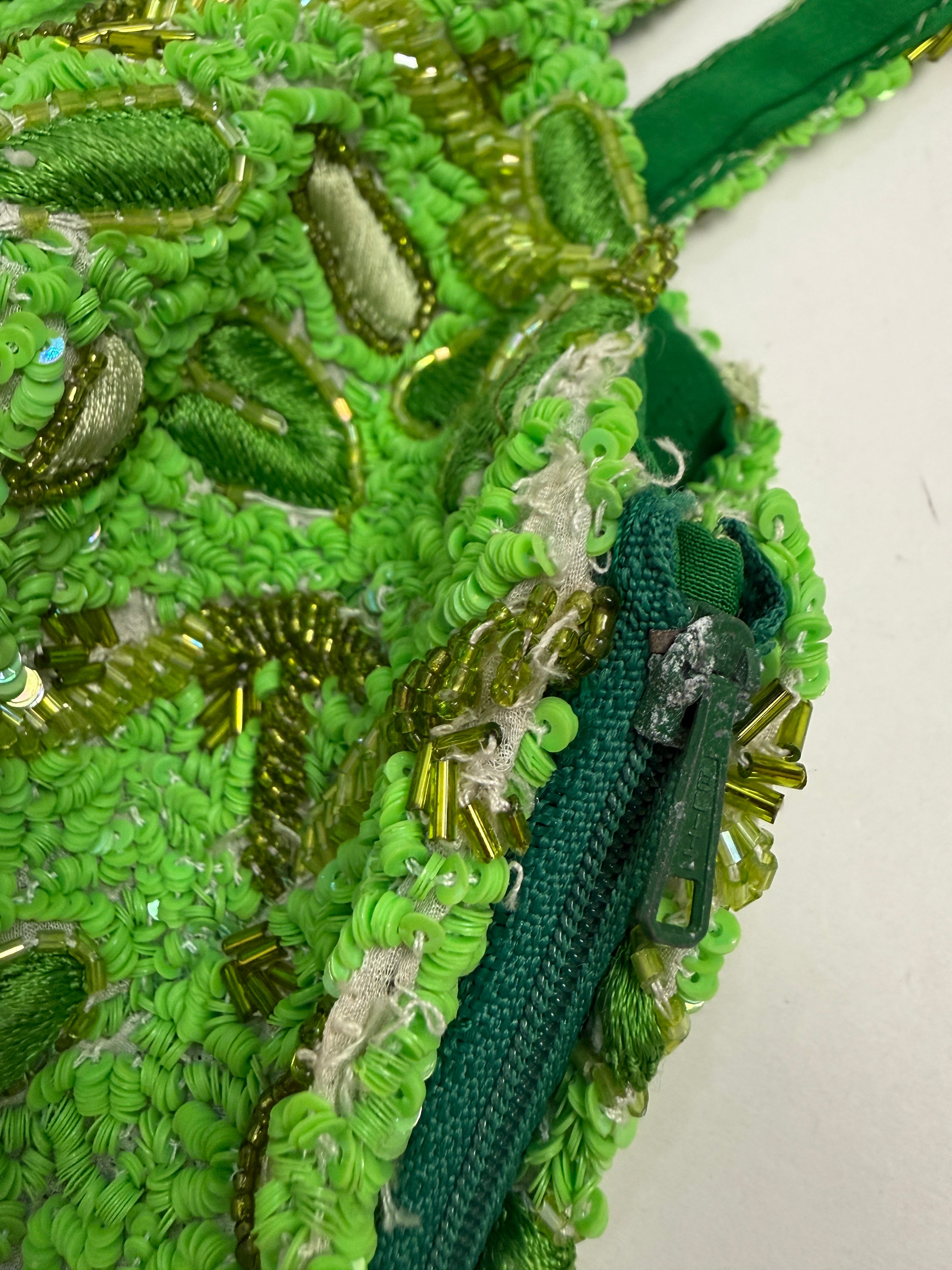 Abito Sartoriale Anni '80/'90 – Seta e Paillettes Verde Lime