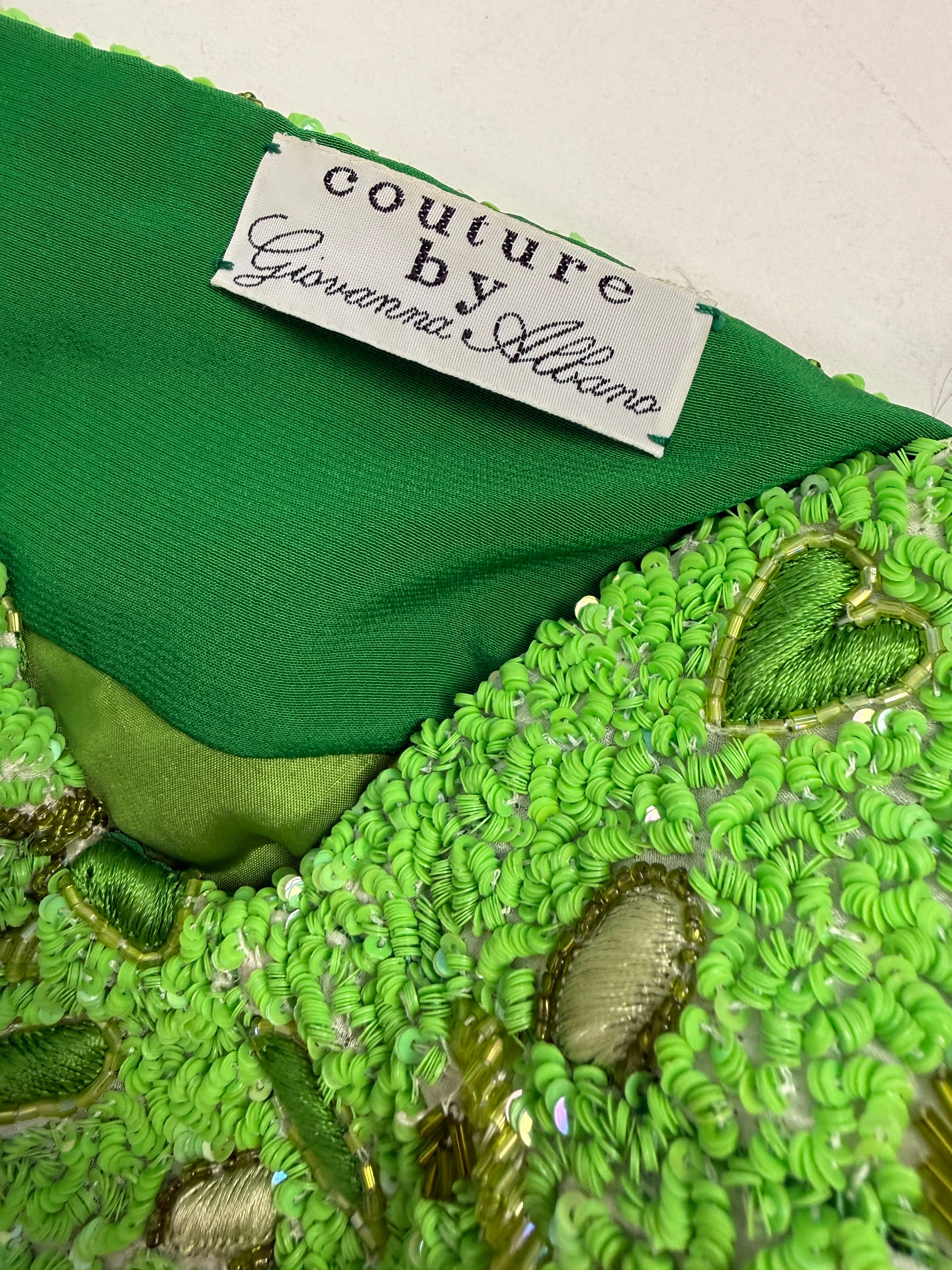 Abito Sartoriale Anni '80/'90 – Seta e Paillettes Verde Lime