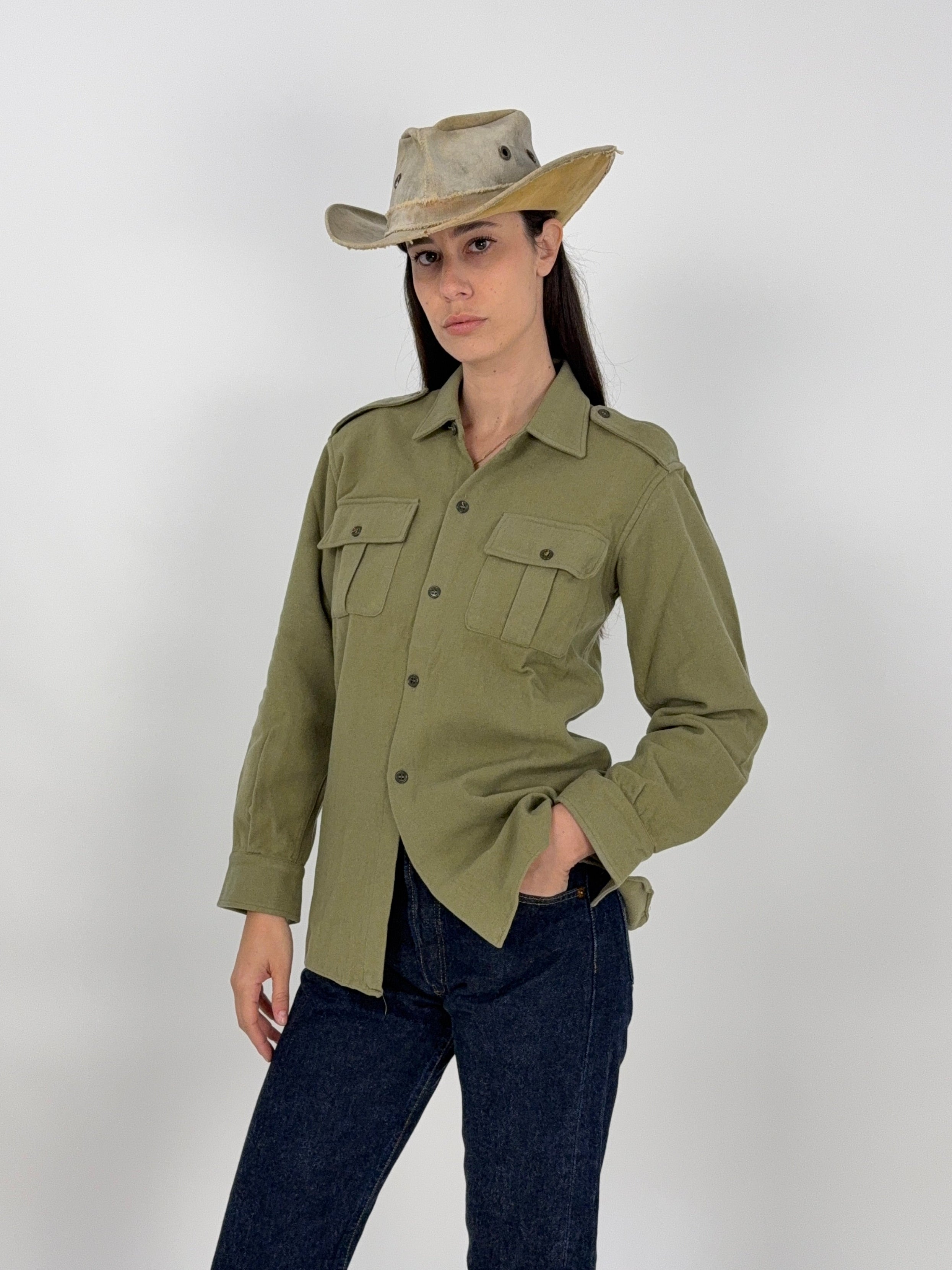 camicia militare esercito italiano in flanella color kaki