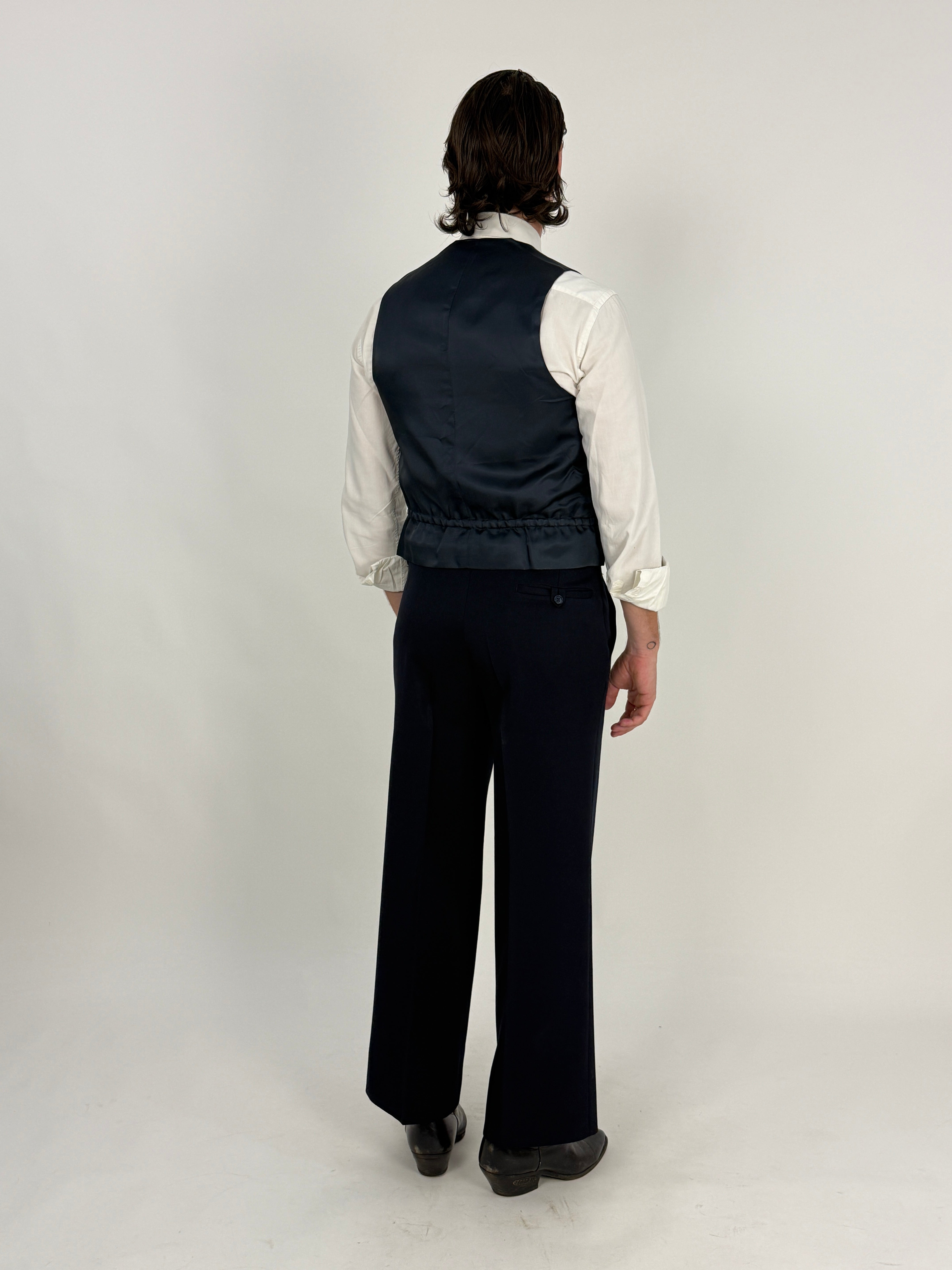 Completo Anni '70 Gilet e Pantalone Blu Notte - Taglia 48