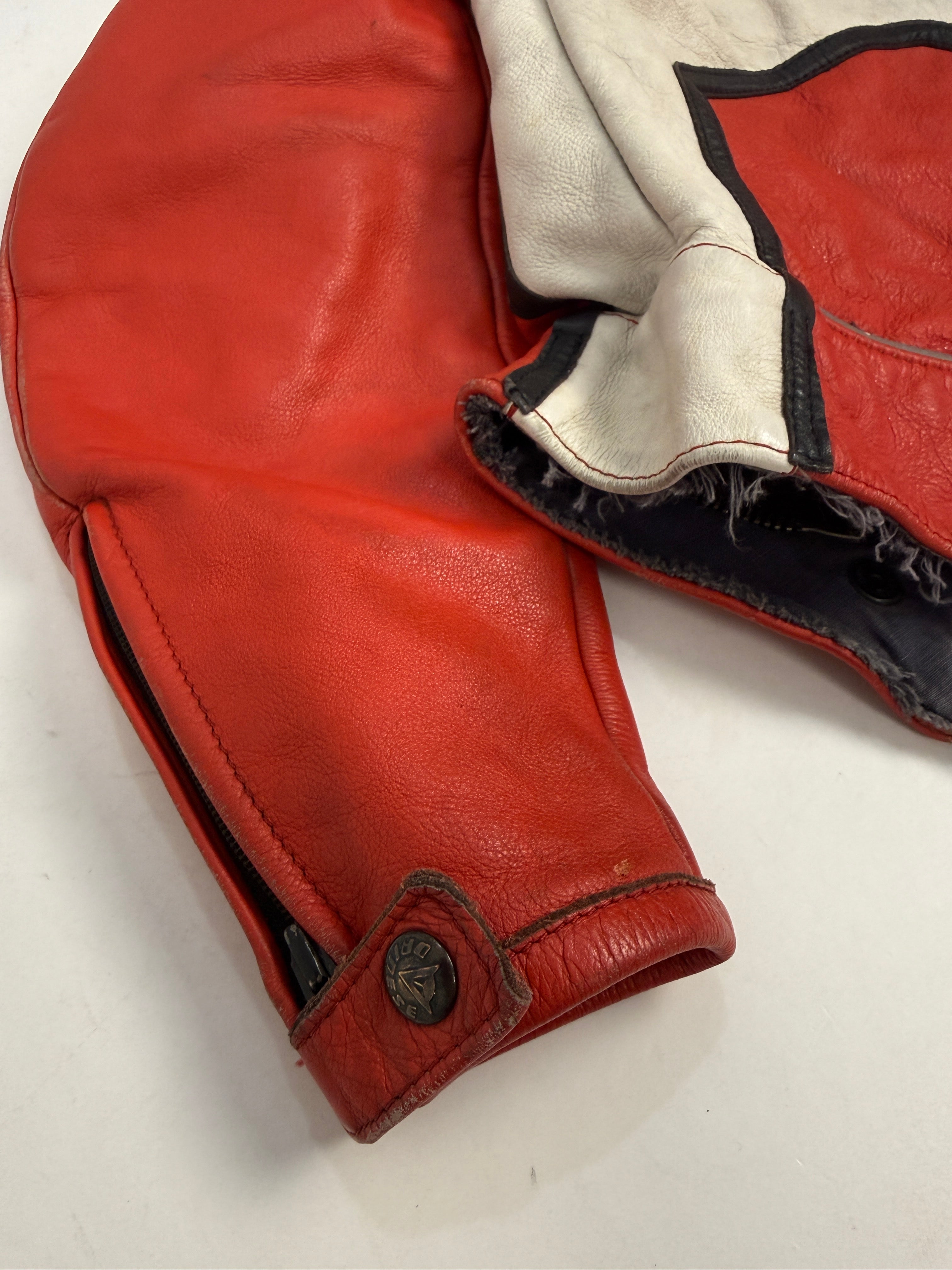 Giacca Dainese vintage in pelle rossa anni '80