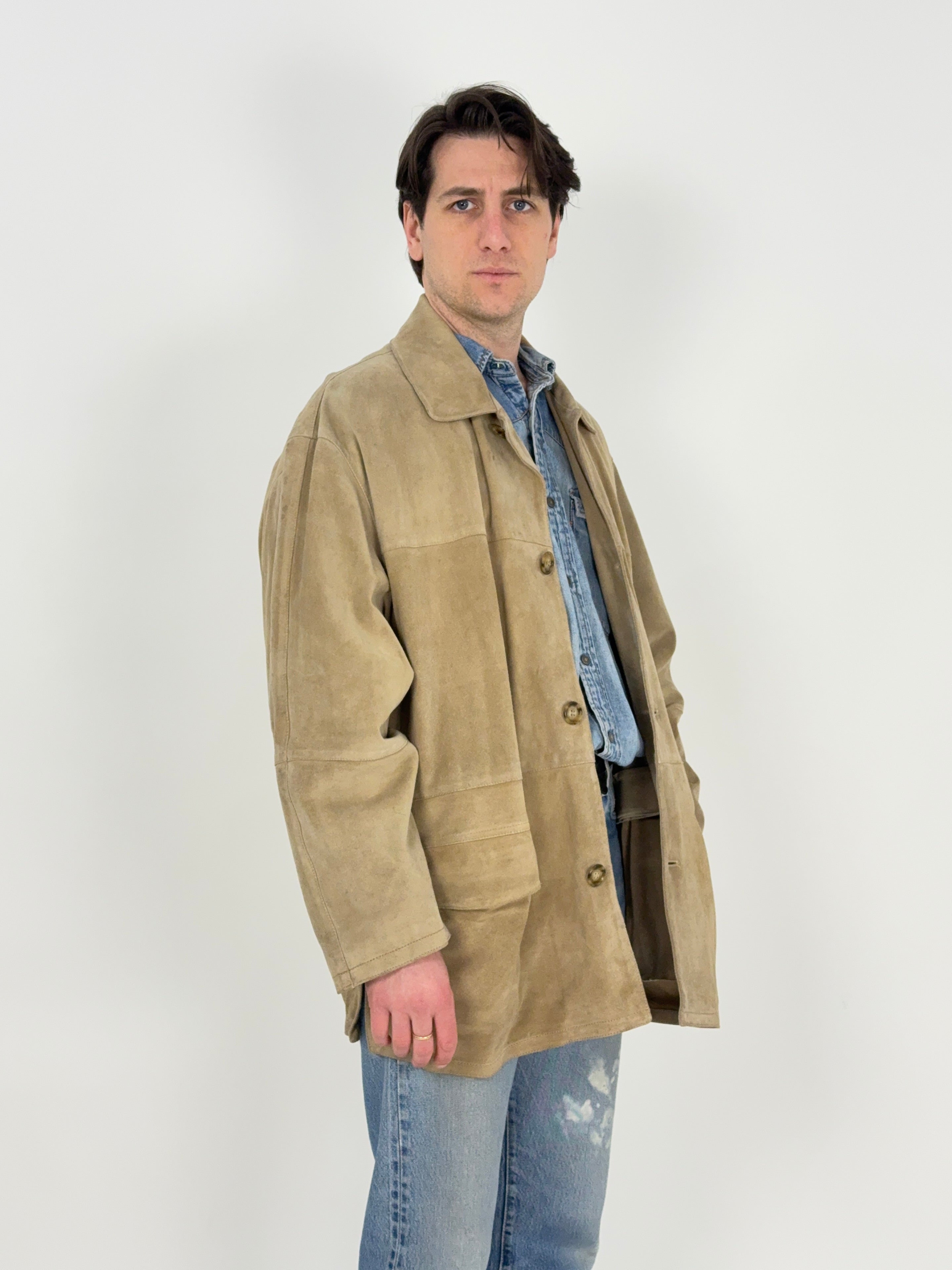 Giacca in pelle scamosciata