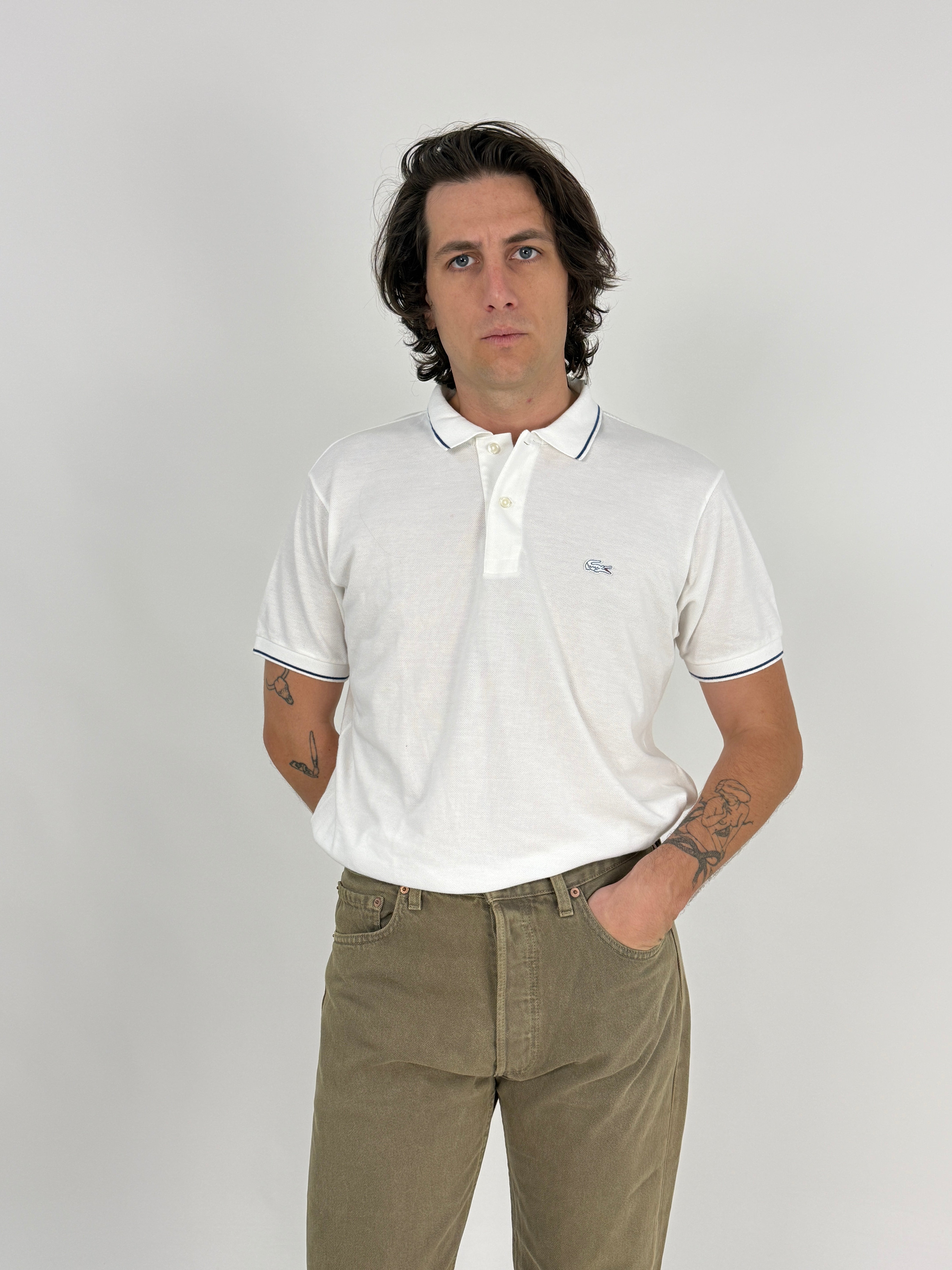 Polo Lacoste Special Edition 2014 bianca - indossata frontale