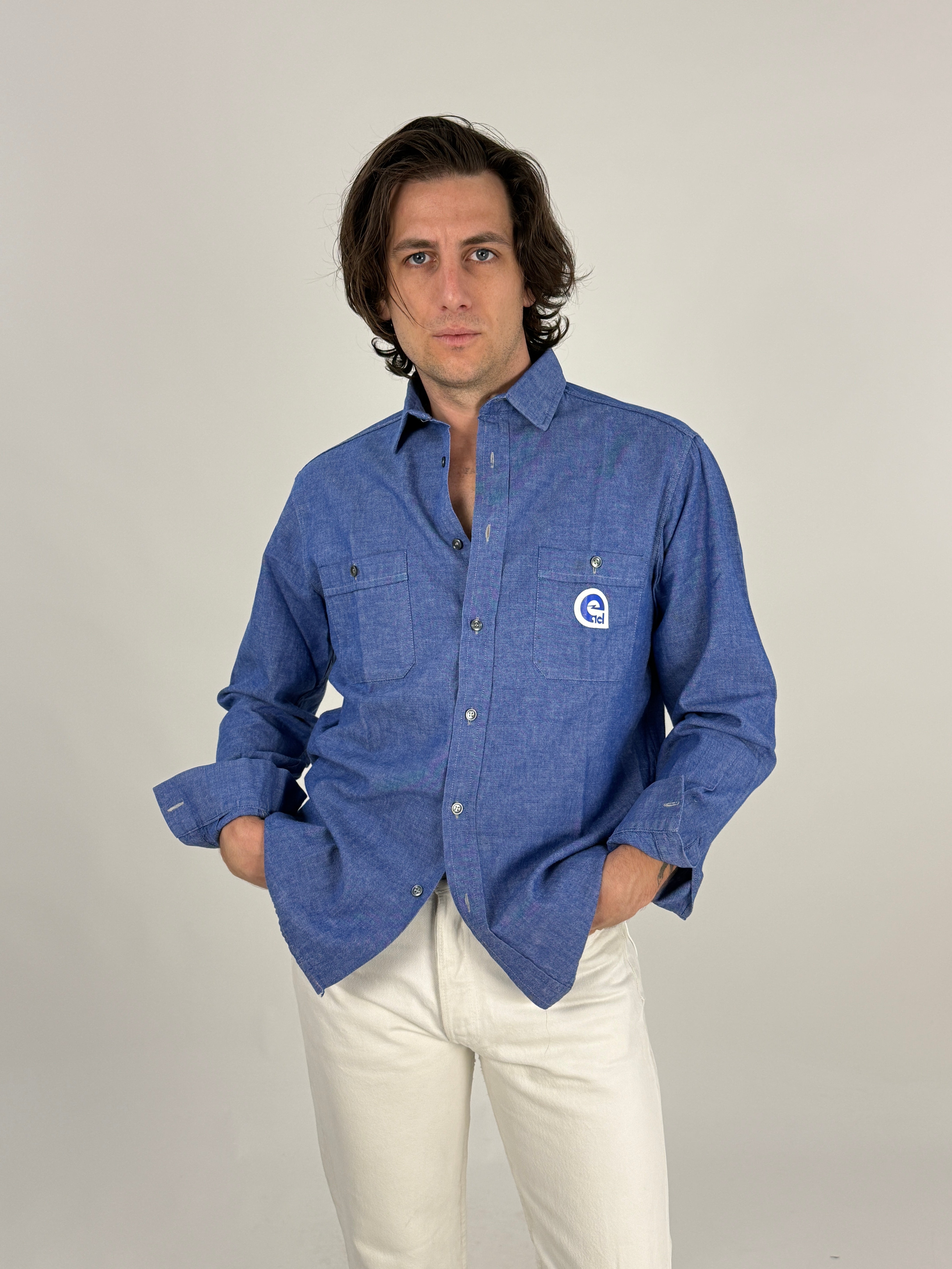 Camicia da Lavoro Vintage ENEL Chambray - vista frontale