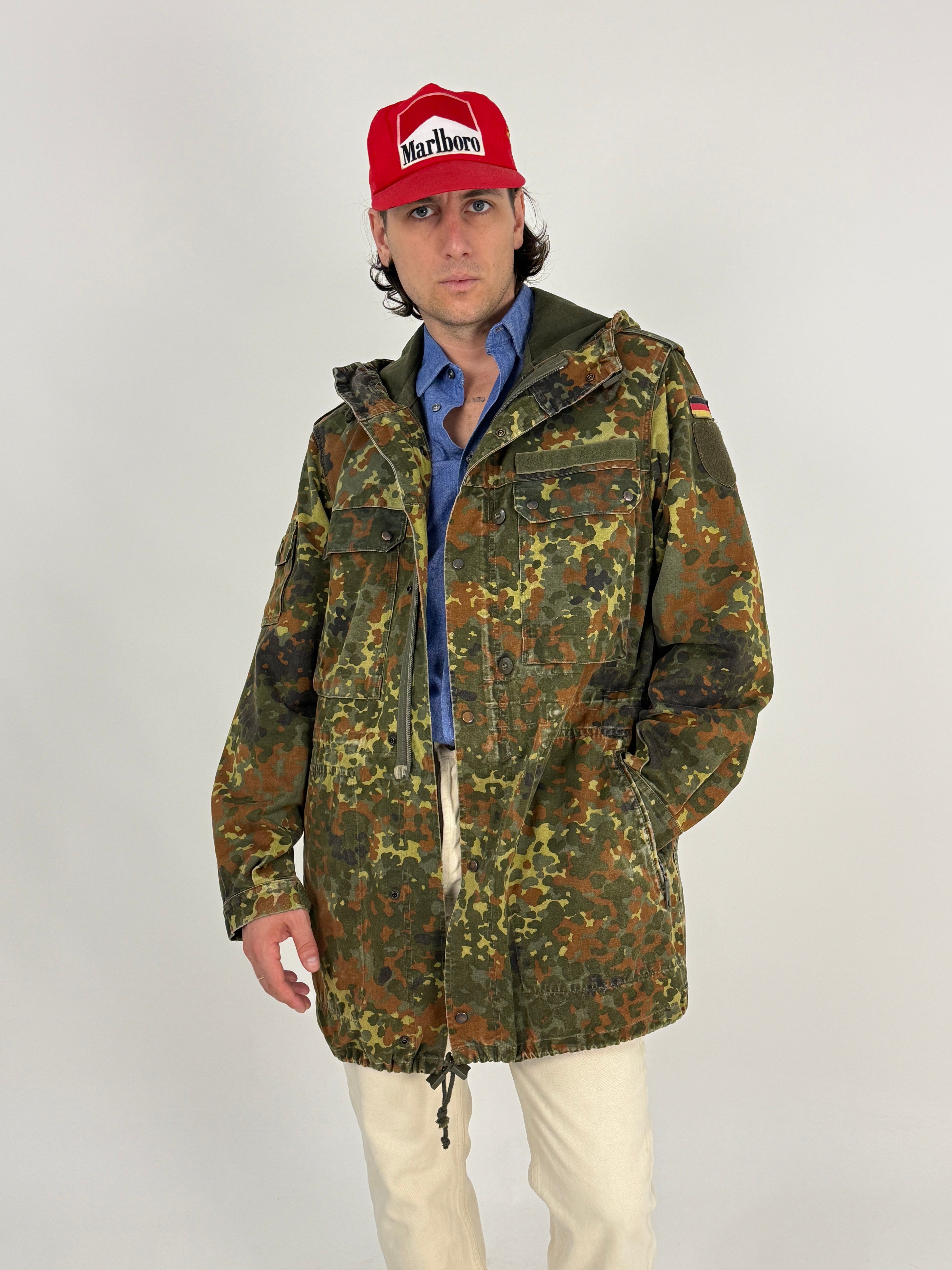 Parka Militare Bundeswehr Flecktarn - vista frontale aperto