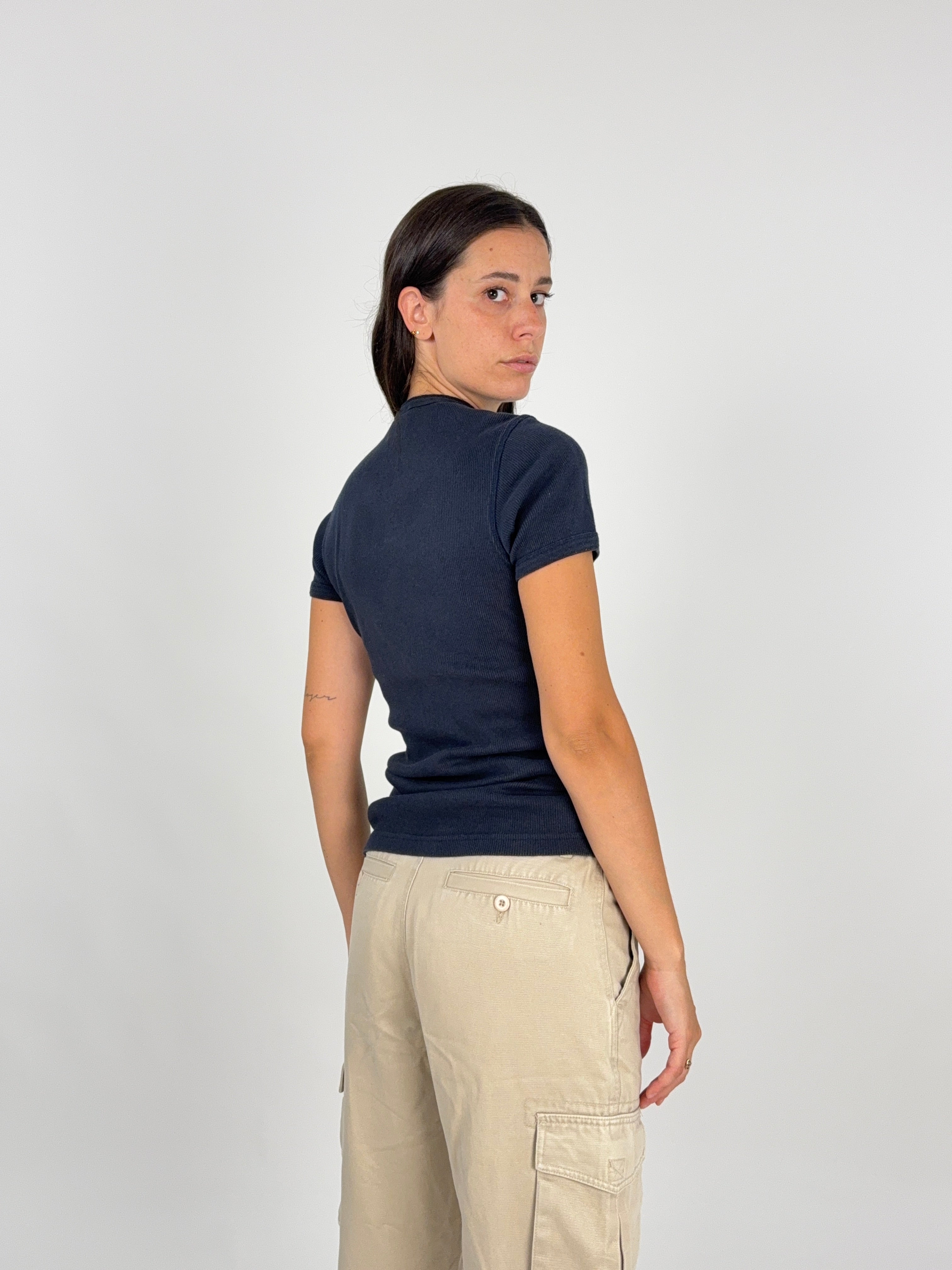 T-Shirt Lee Henley a Costine Vintage - Taglia S