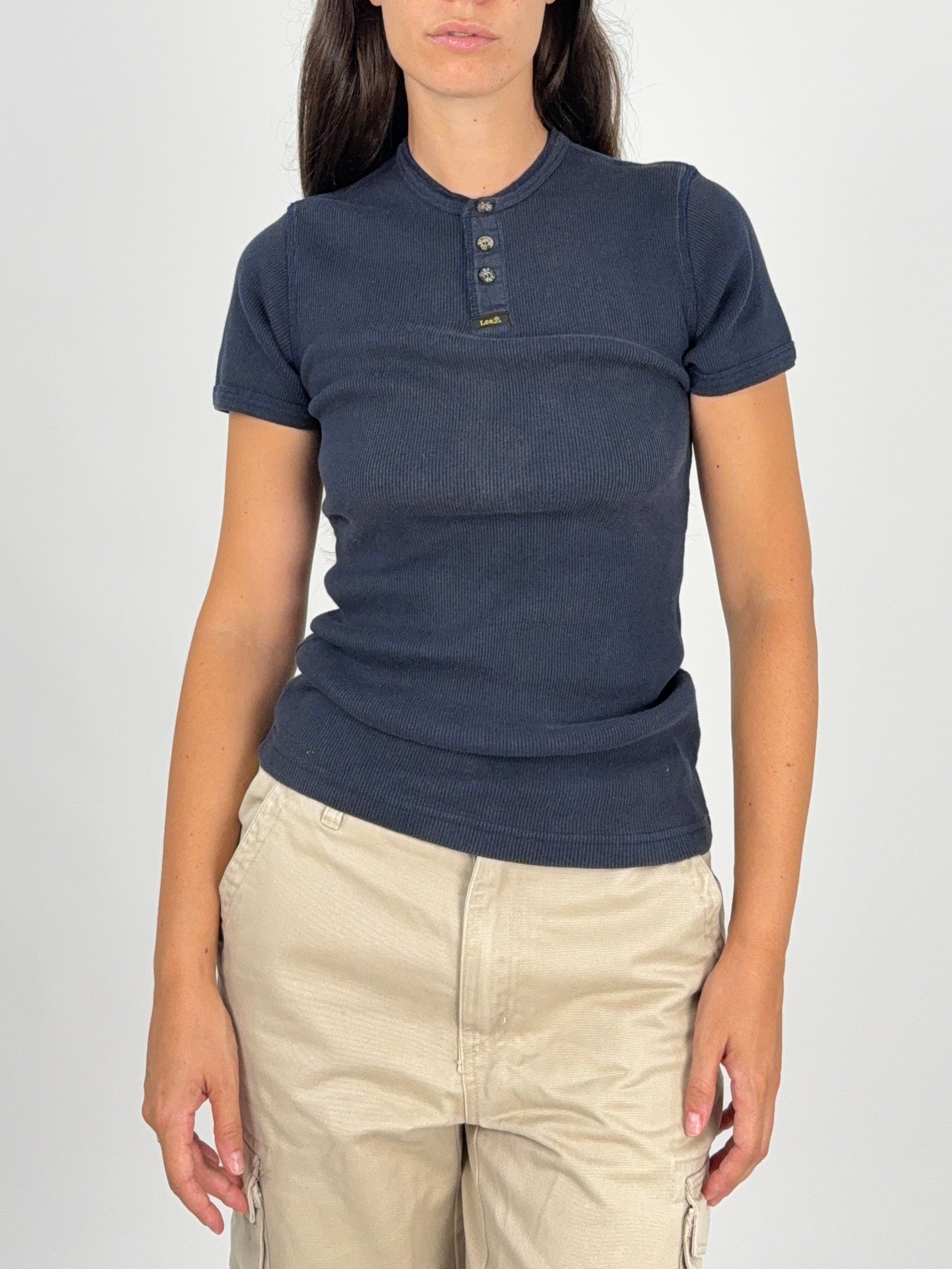 T-Shirt Lee Henley a Costine Vintage - Taglia S