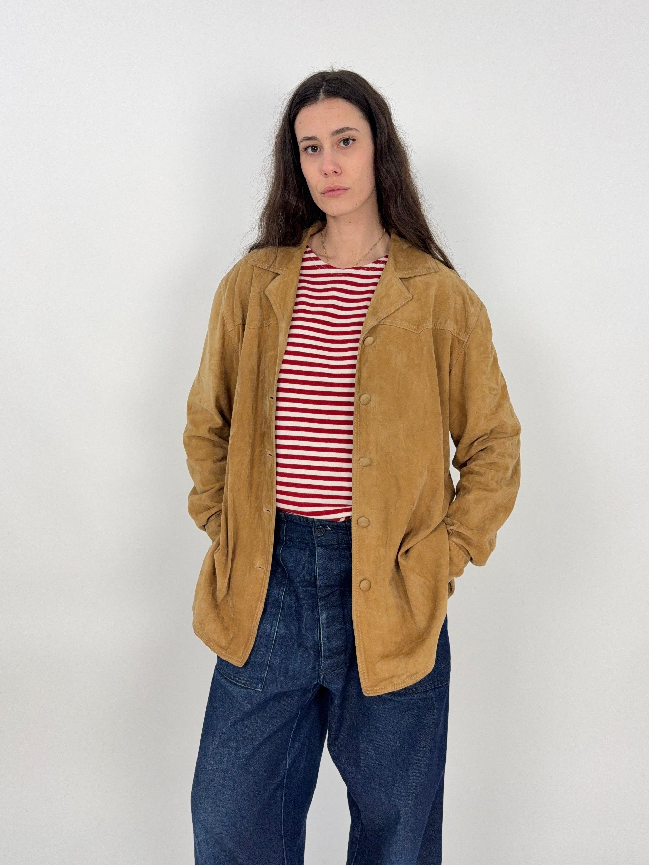 Camicia over in pelle scamosciata vintage