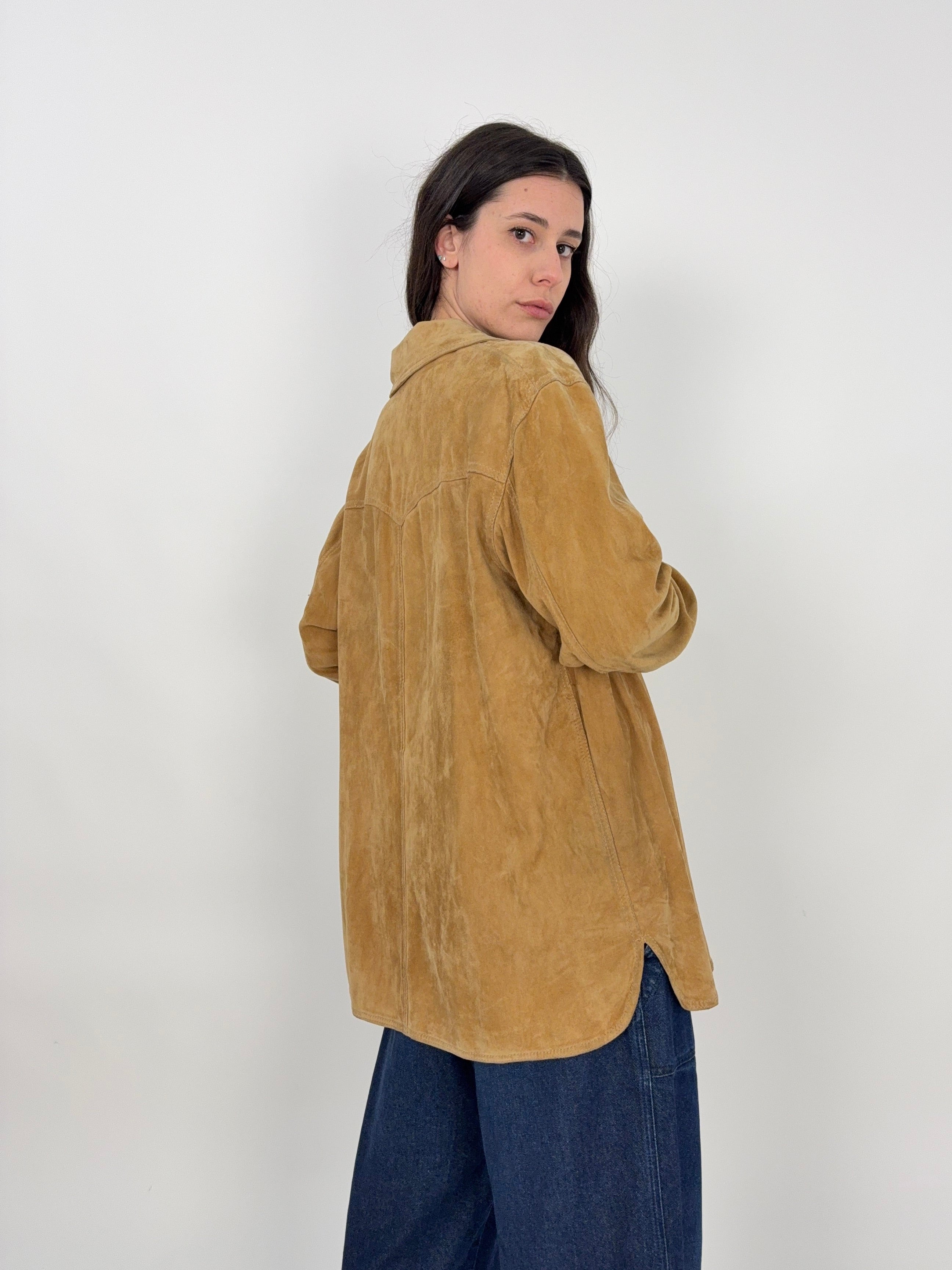 Camicia over in pelle scamosciata vintage