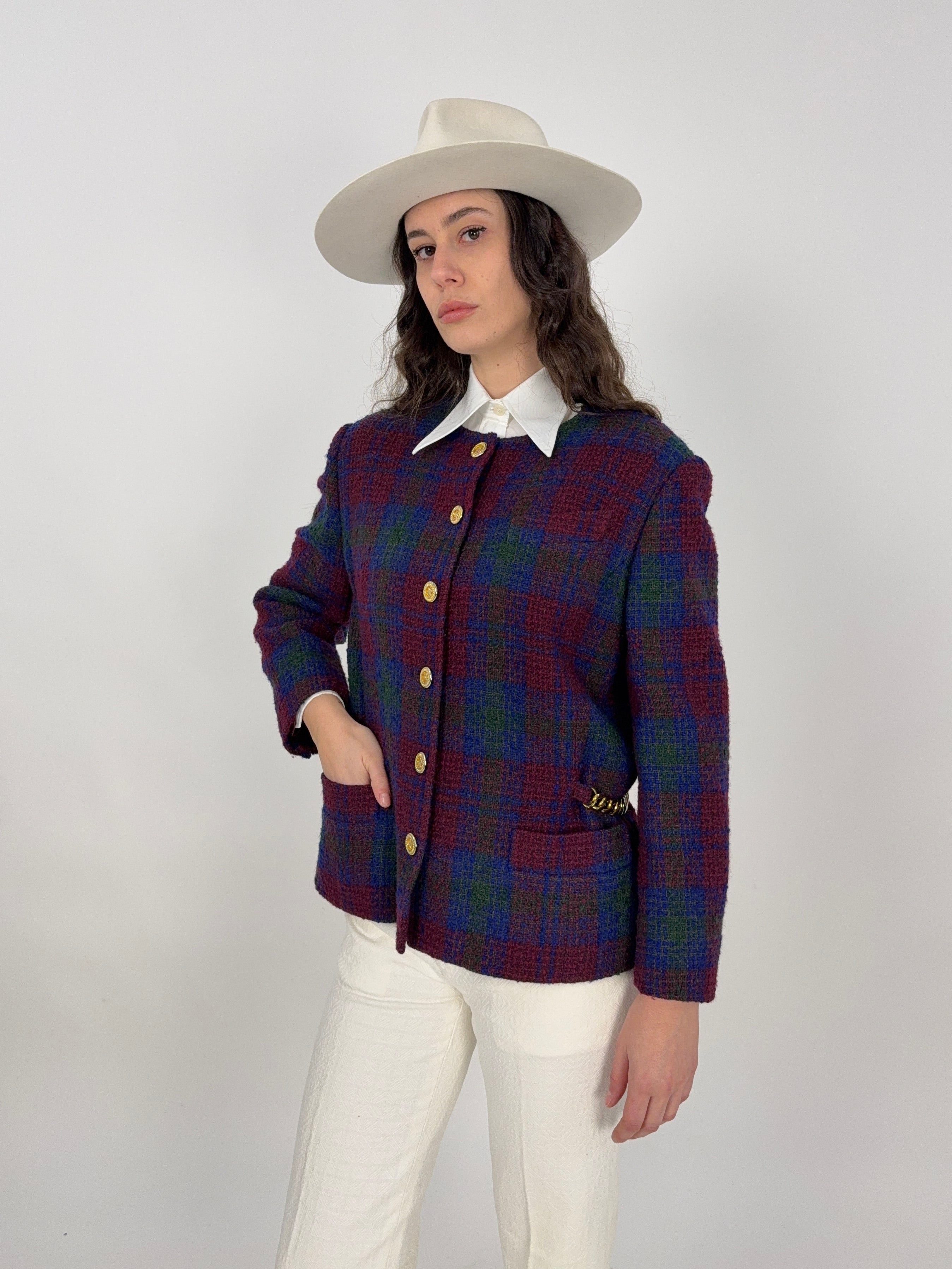 Giacca Céline Paris Vintage Tweed Check - 80s