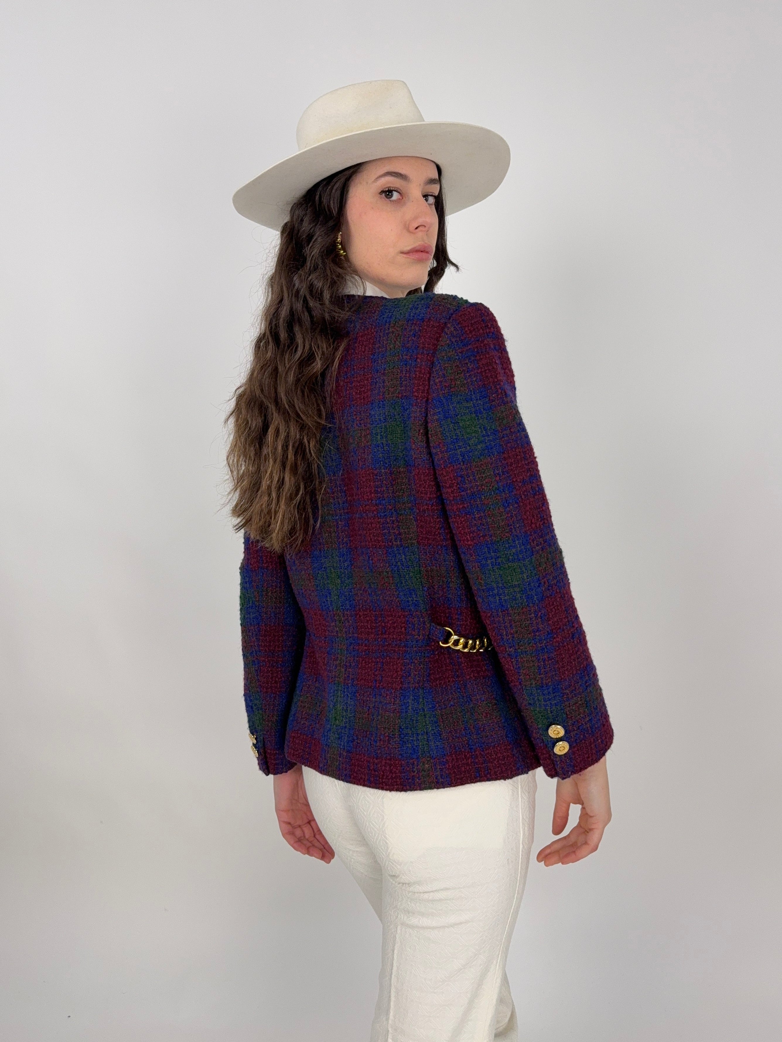 Giacca Céline Paris Vintage Tweed Check - 80s