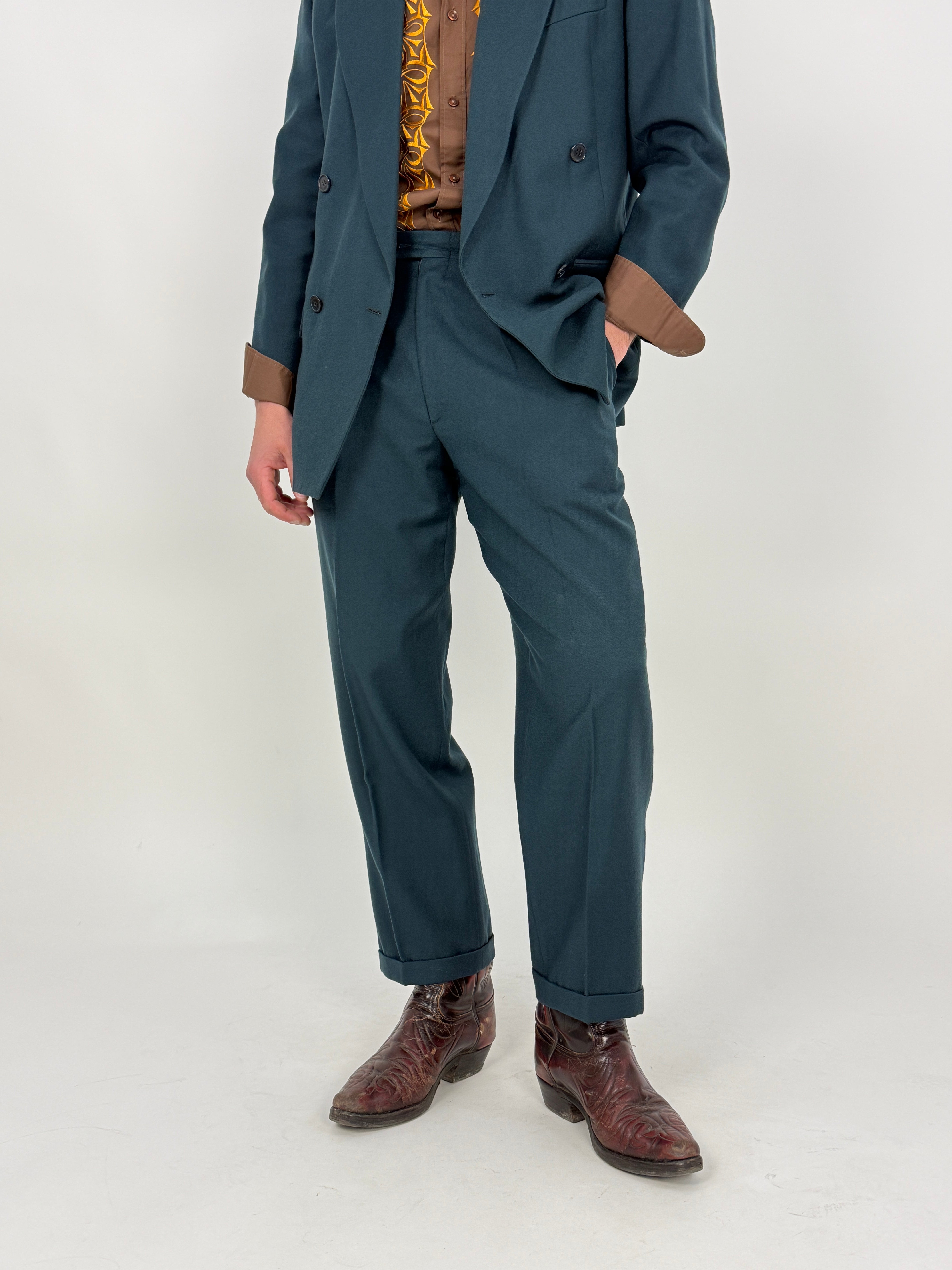 Completo vintage in pura lana verde