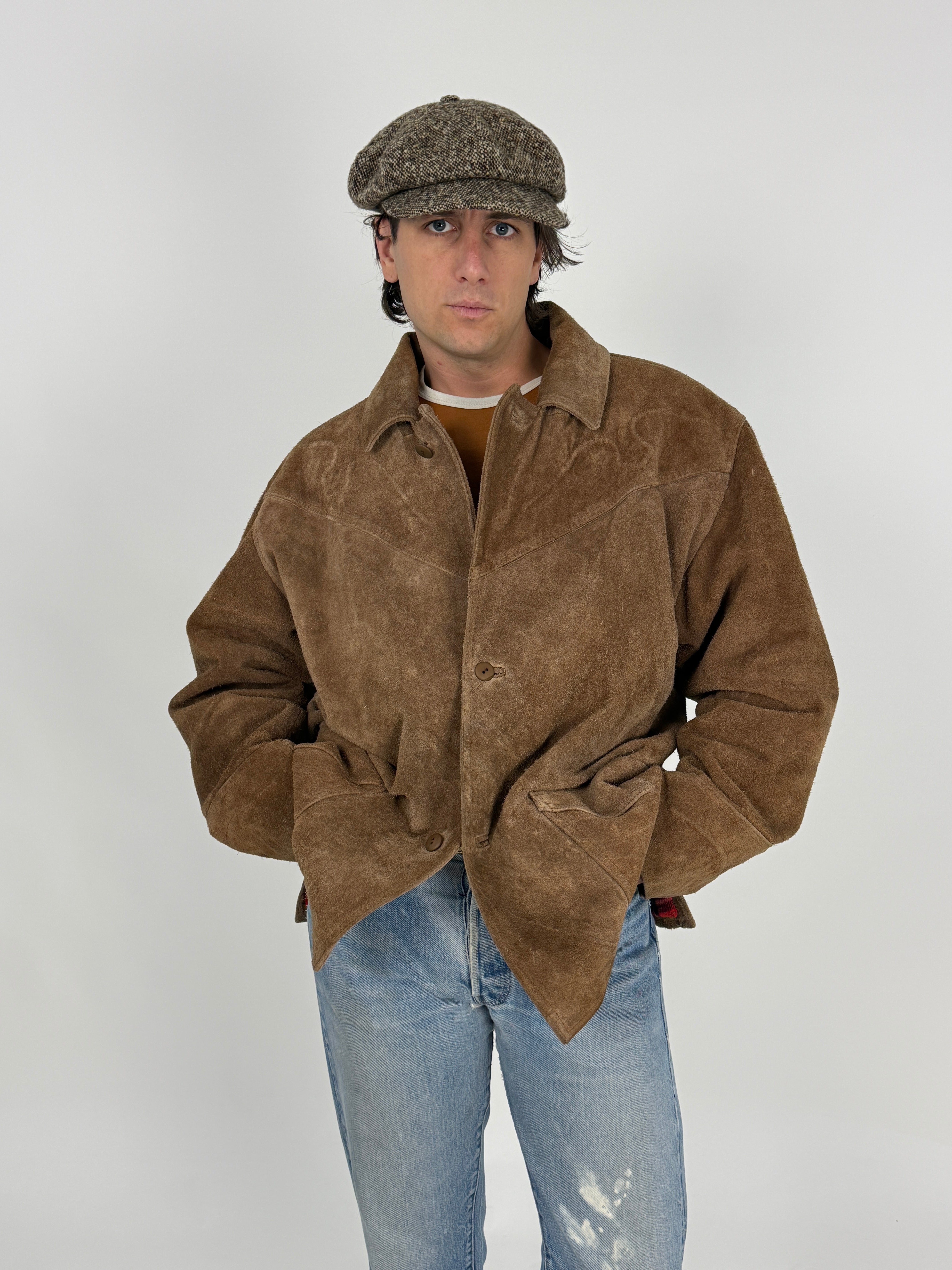 Giacca Western Ranch Coat Spitfire Camoscio - vista frontale indossata