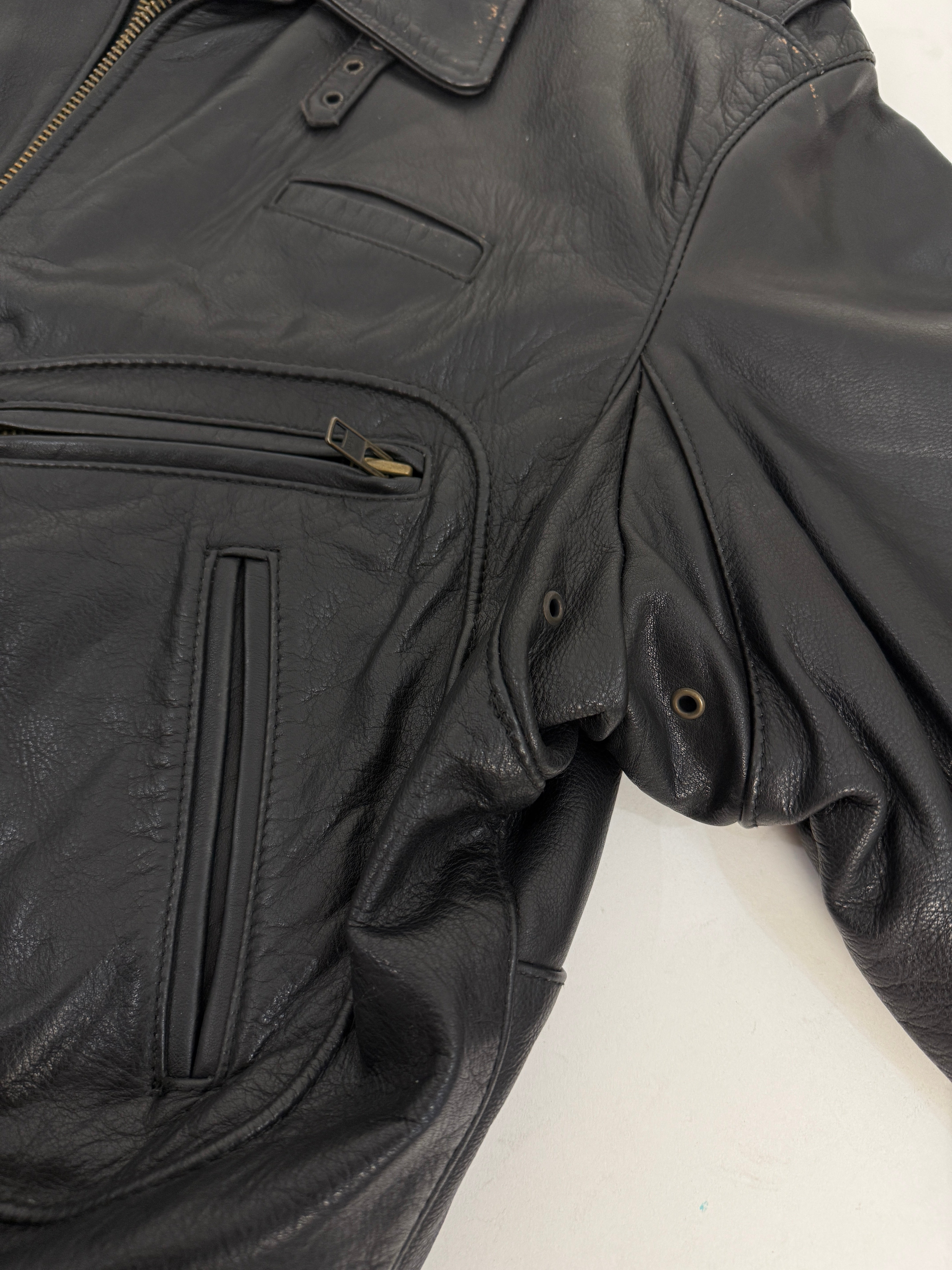 Bomber Trussardi Action Pelle Nera Anni '80 - Taglia L/XL