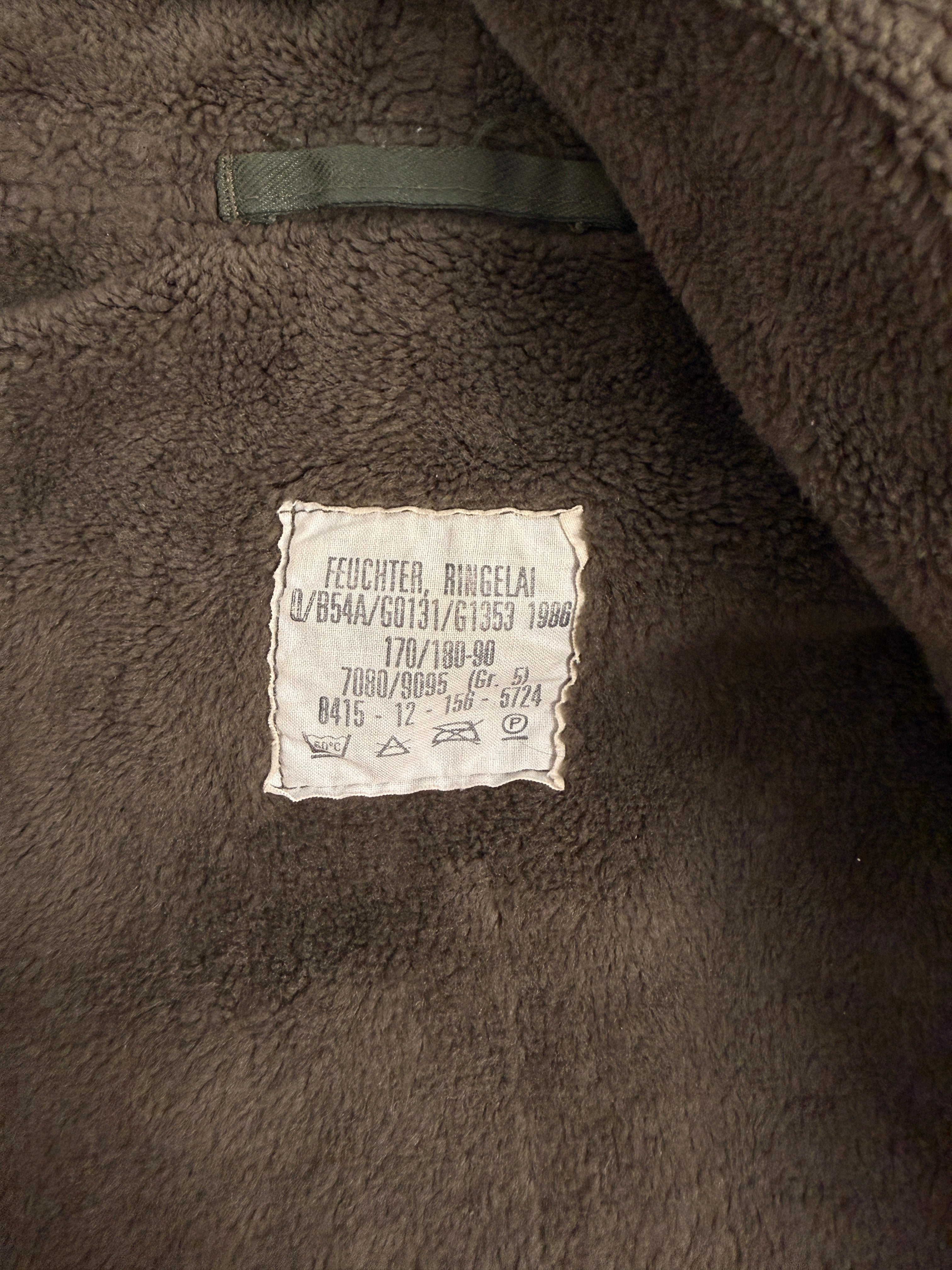 Parka Militare Bundeswehr 1986 - dettaglio etichetta originale Feuchter Ringelai 1986