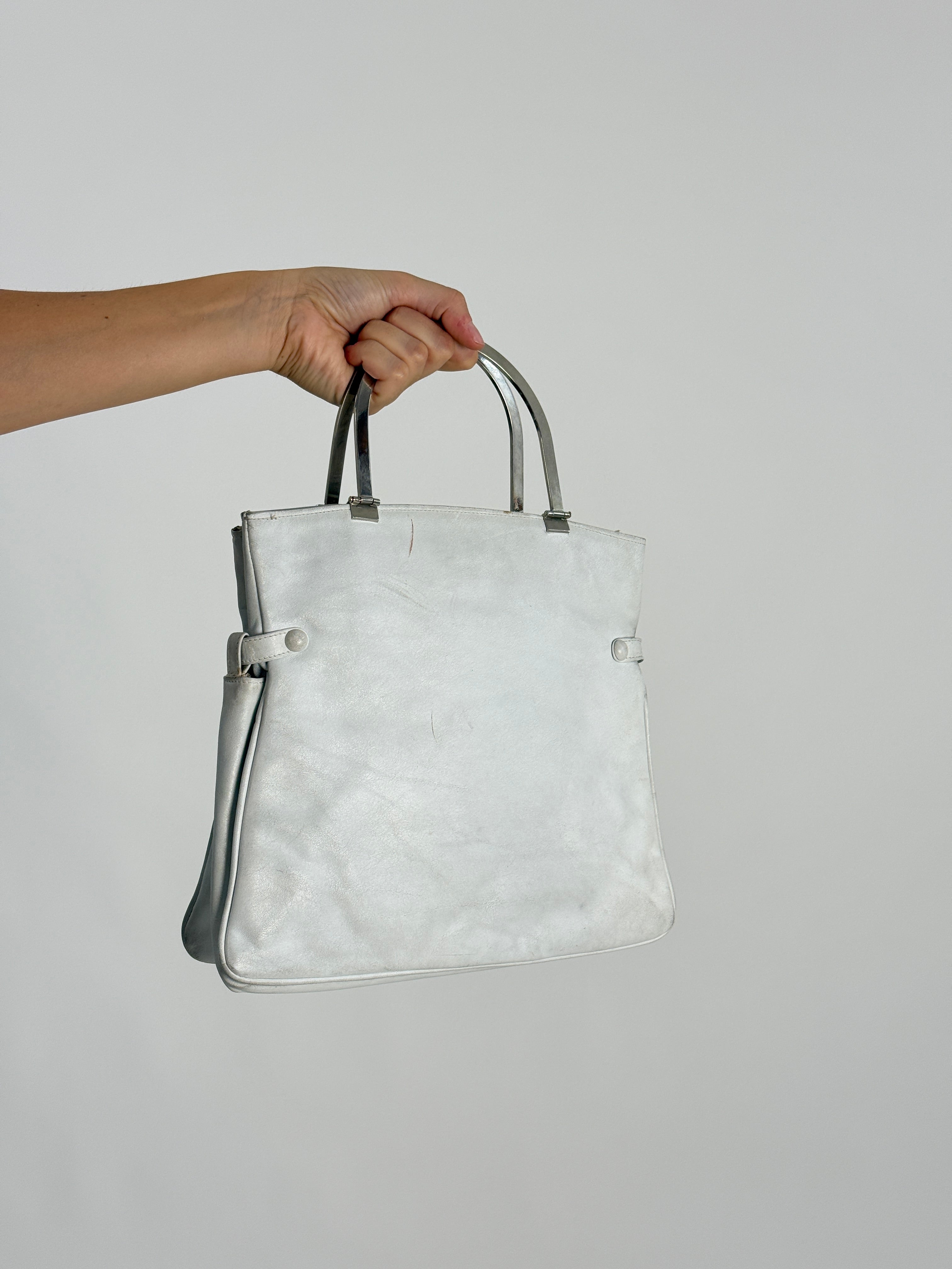Borsa Patchwork Pelle Rettile Anni '70 - vista laterale con profilo