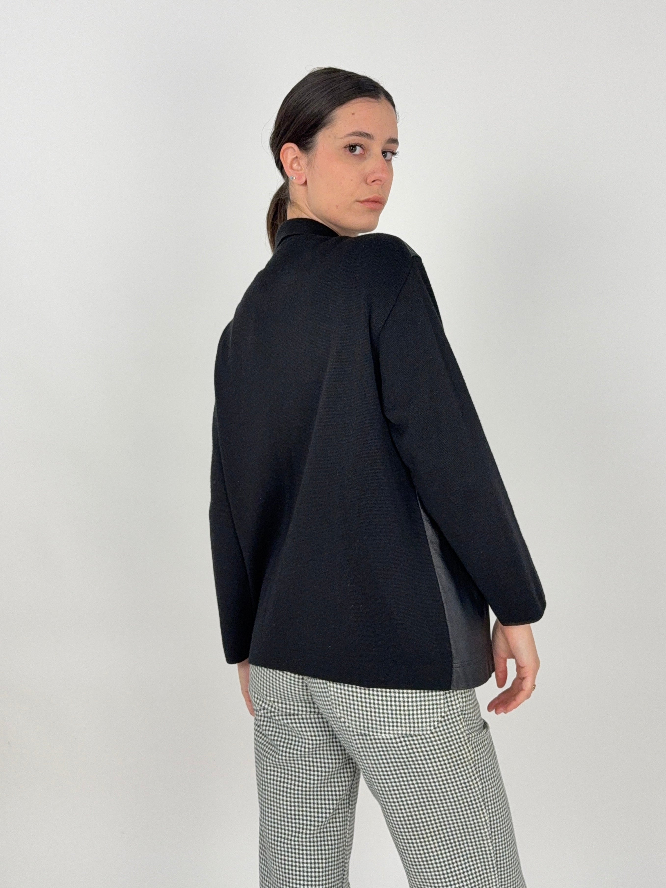 Giacca vintage in vera pelle e maglia