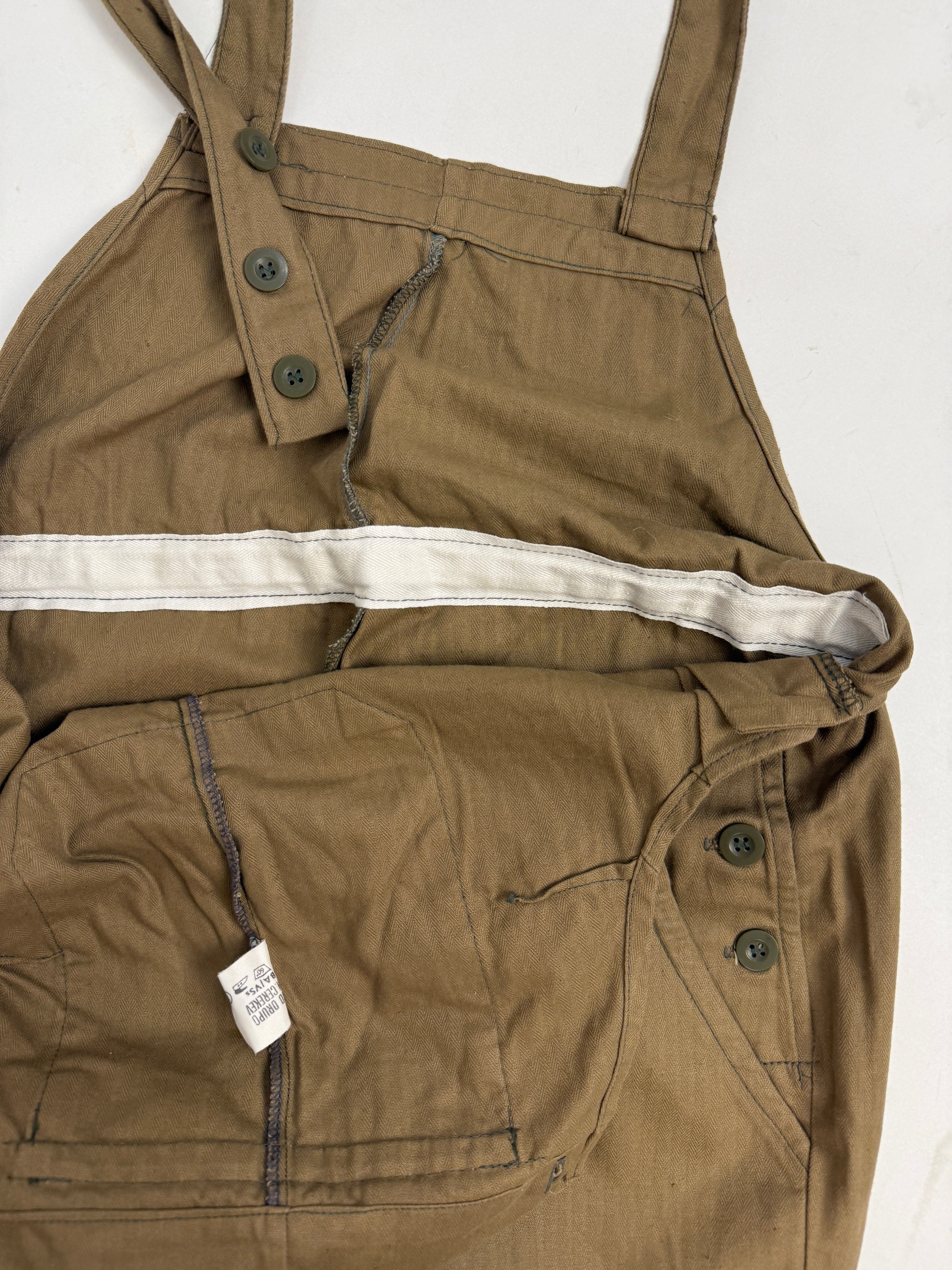 Salopette Militare Anni '70 Verde Kaki con Patch Croce Rossa - Taglia L