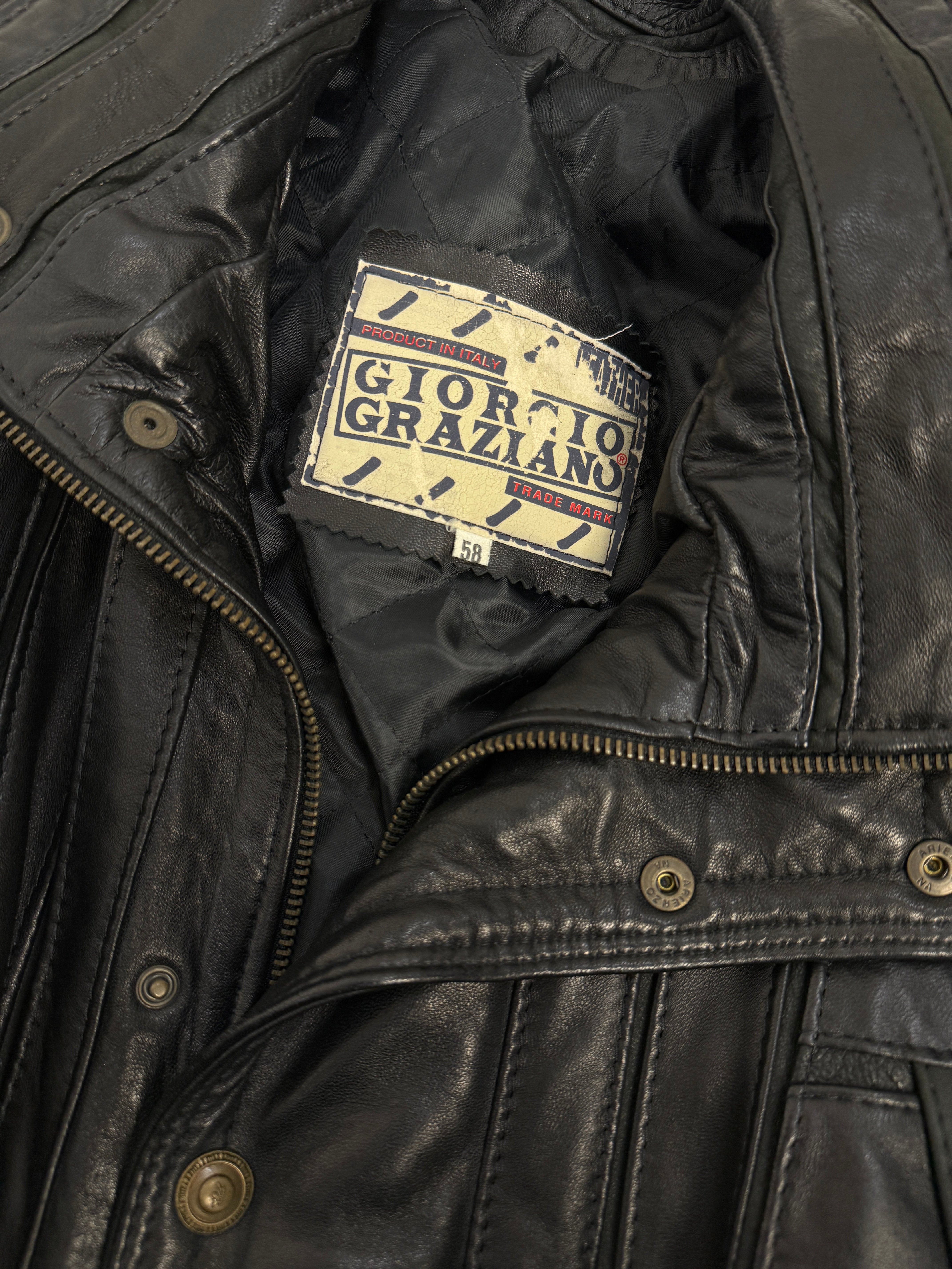 Bomber anni '80 in vera pelle nera