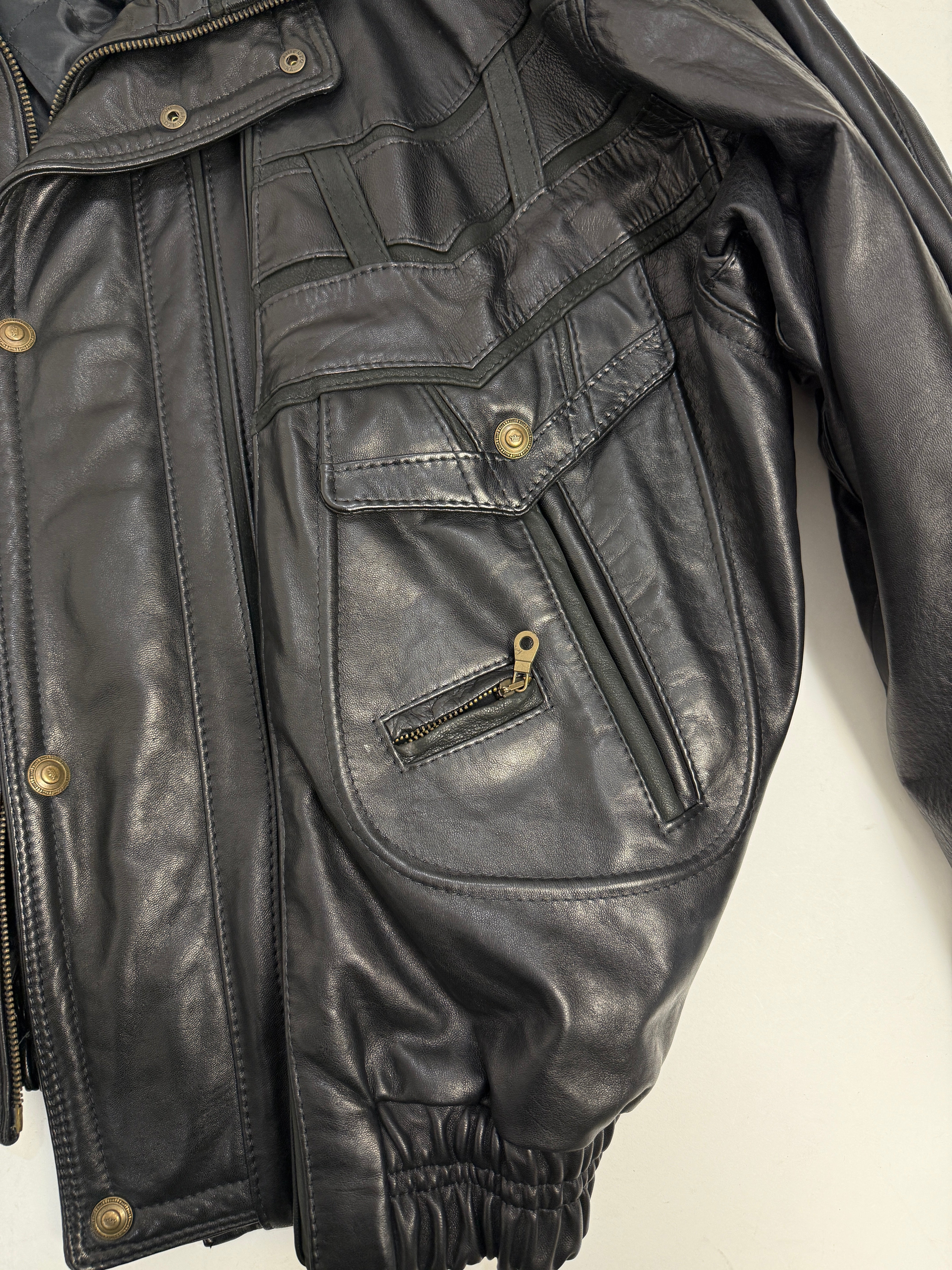 Bomber anni '80 in vera pelle nera