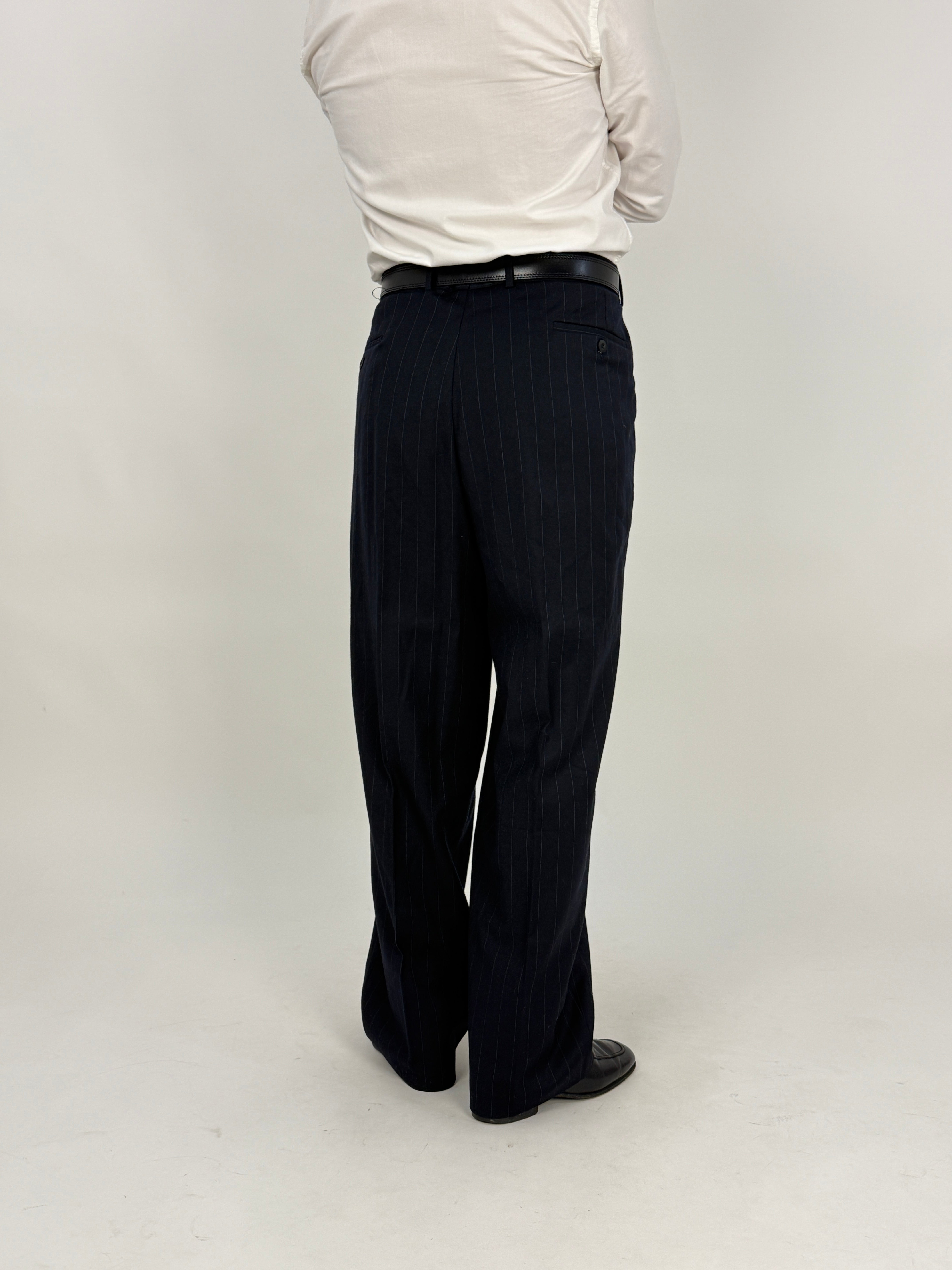 Completo gessato in lana - blu notte