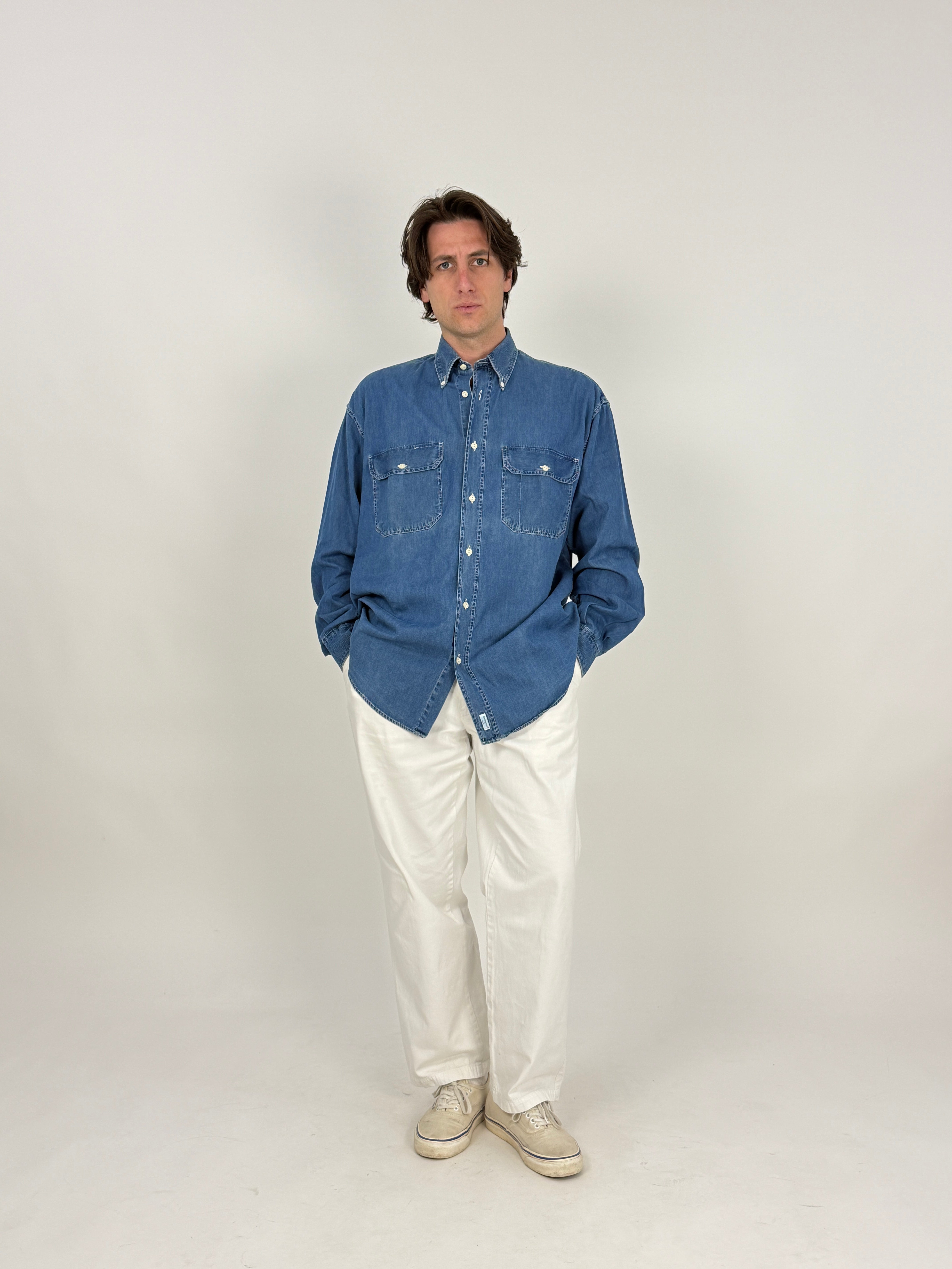 Camicia blu denim anni '80