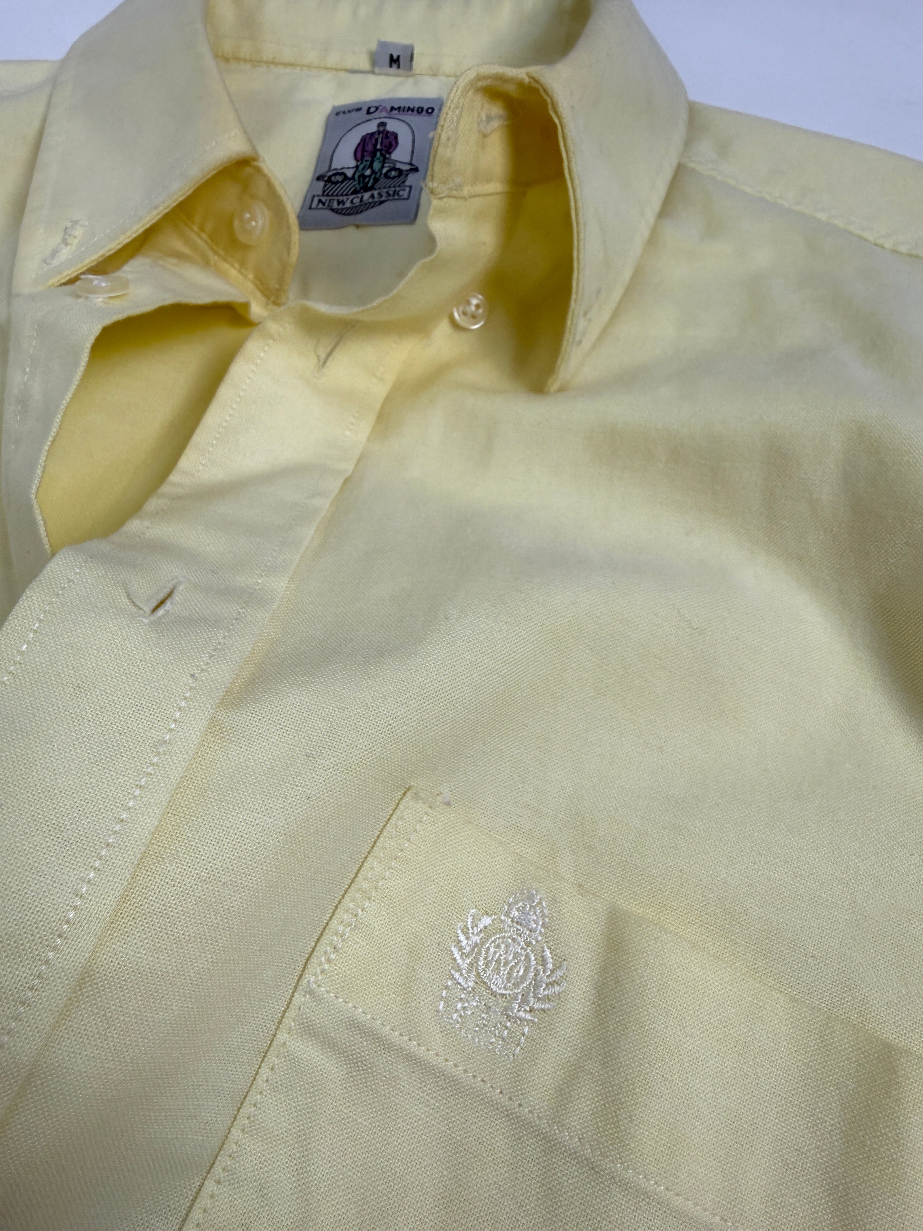Camicia anni '80 in cotone giallo pastello